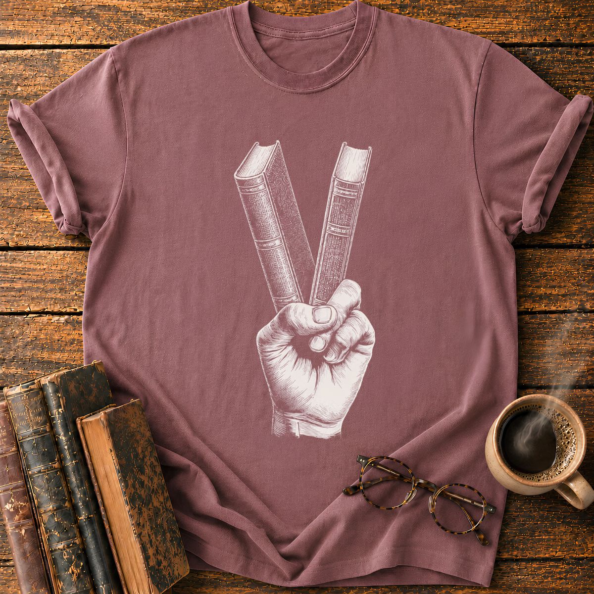 Peace Sign with Books T-Shirt