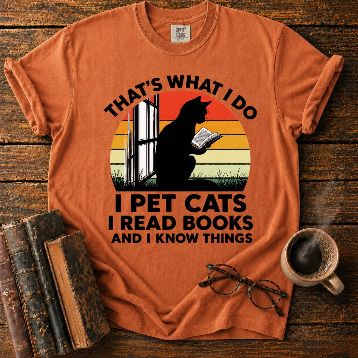 I Pet Cats I Read Books T-Shirt