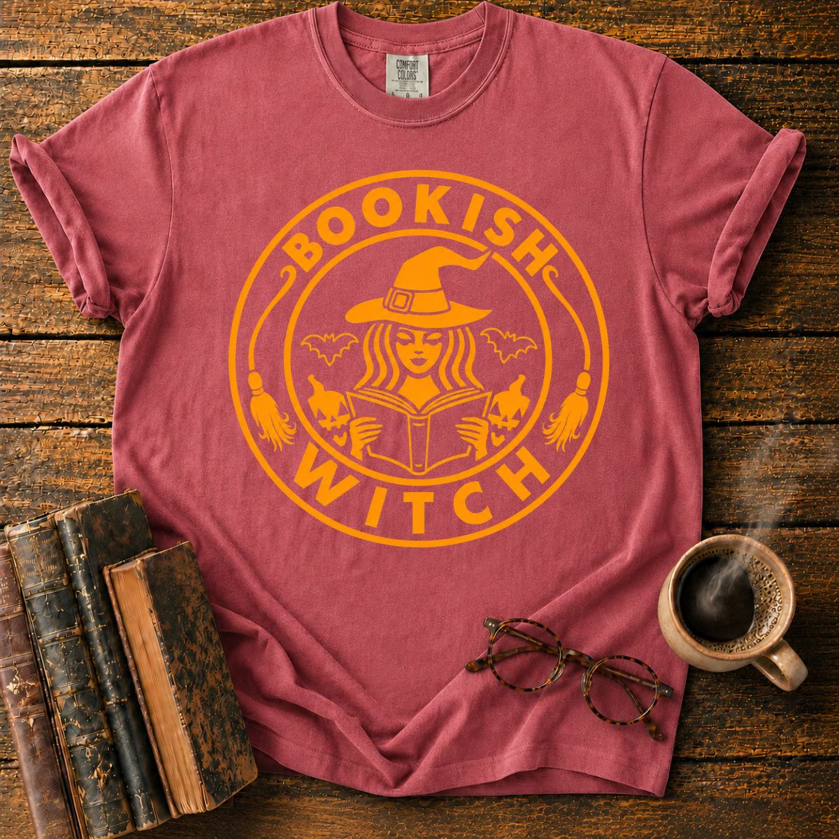 Bookish Witch Halloween Emblem T-Shirt