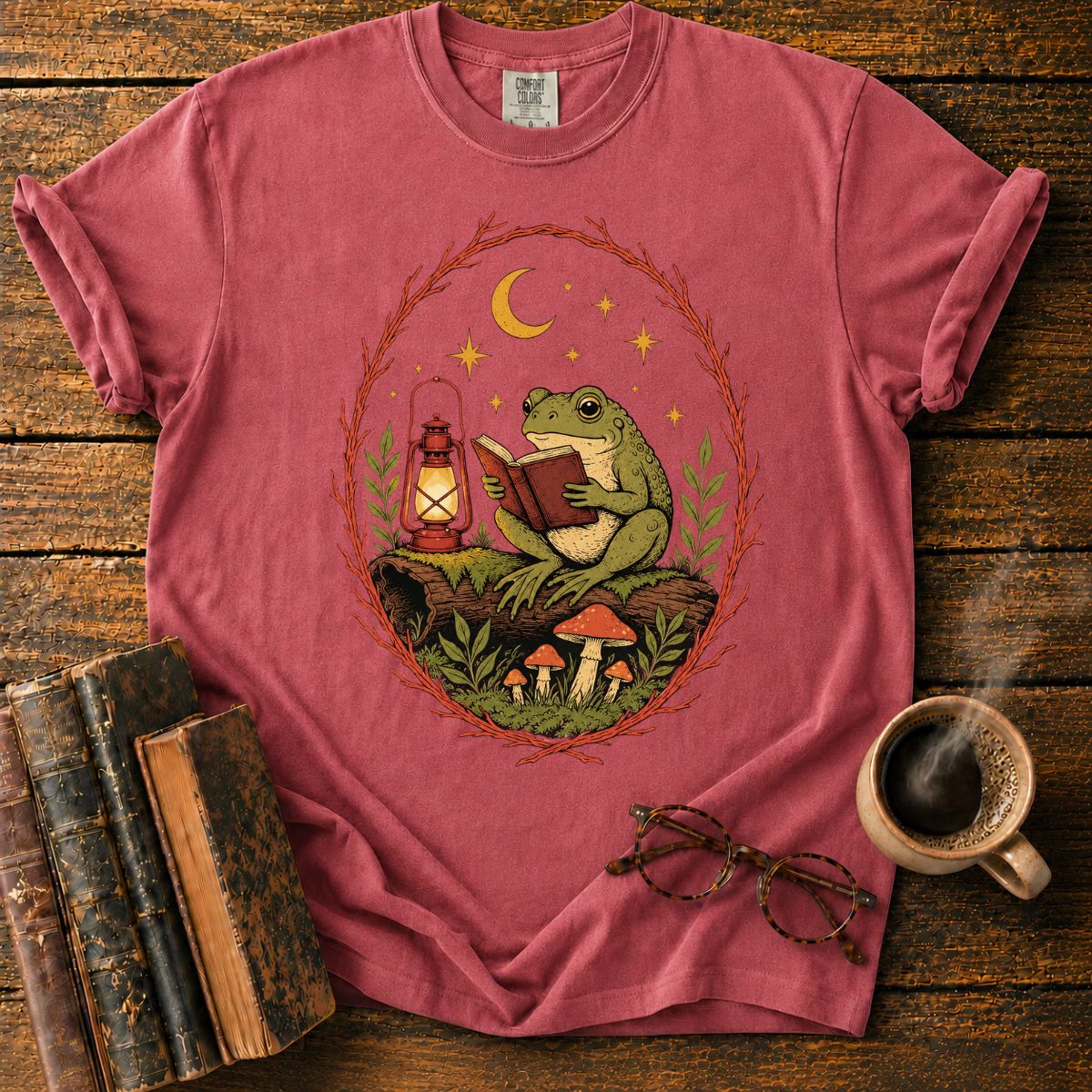 Frog’s Moonlit Reading Nook T-Shirt