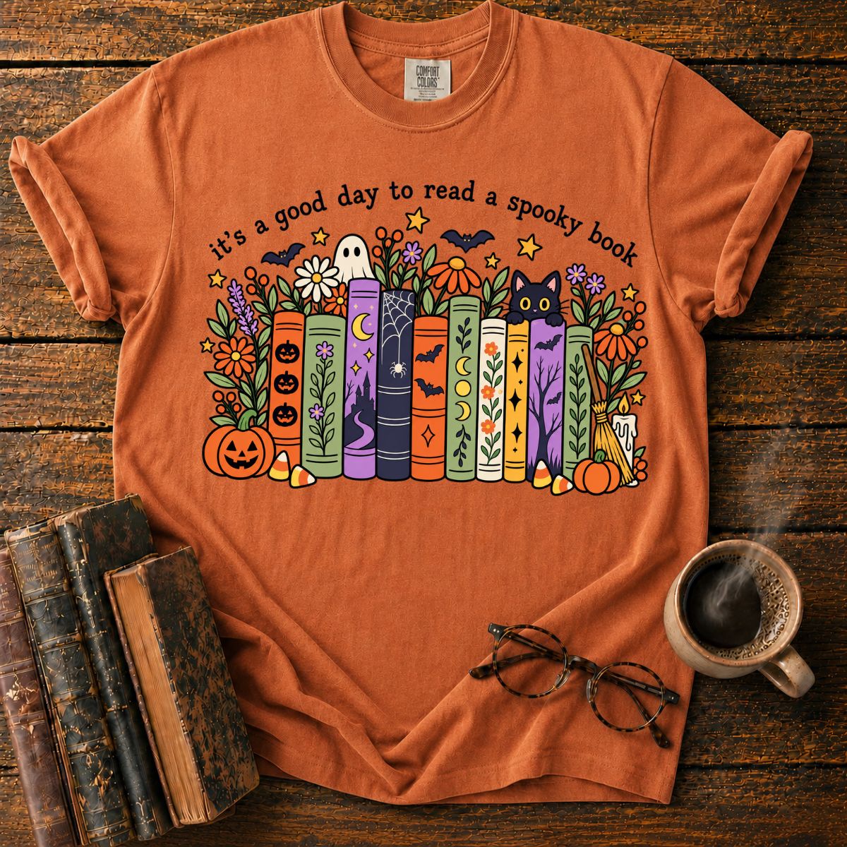 A Cozy Day to Read Spooky Books T-Shirt
