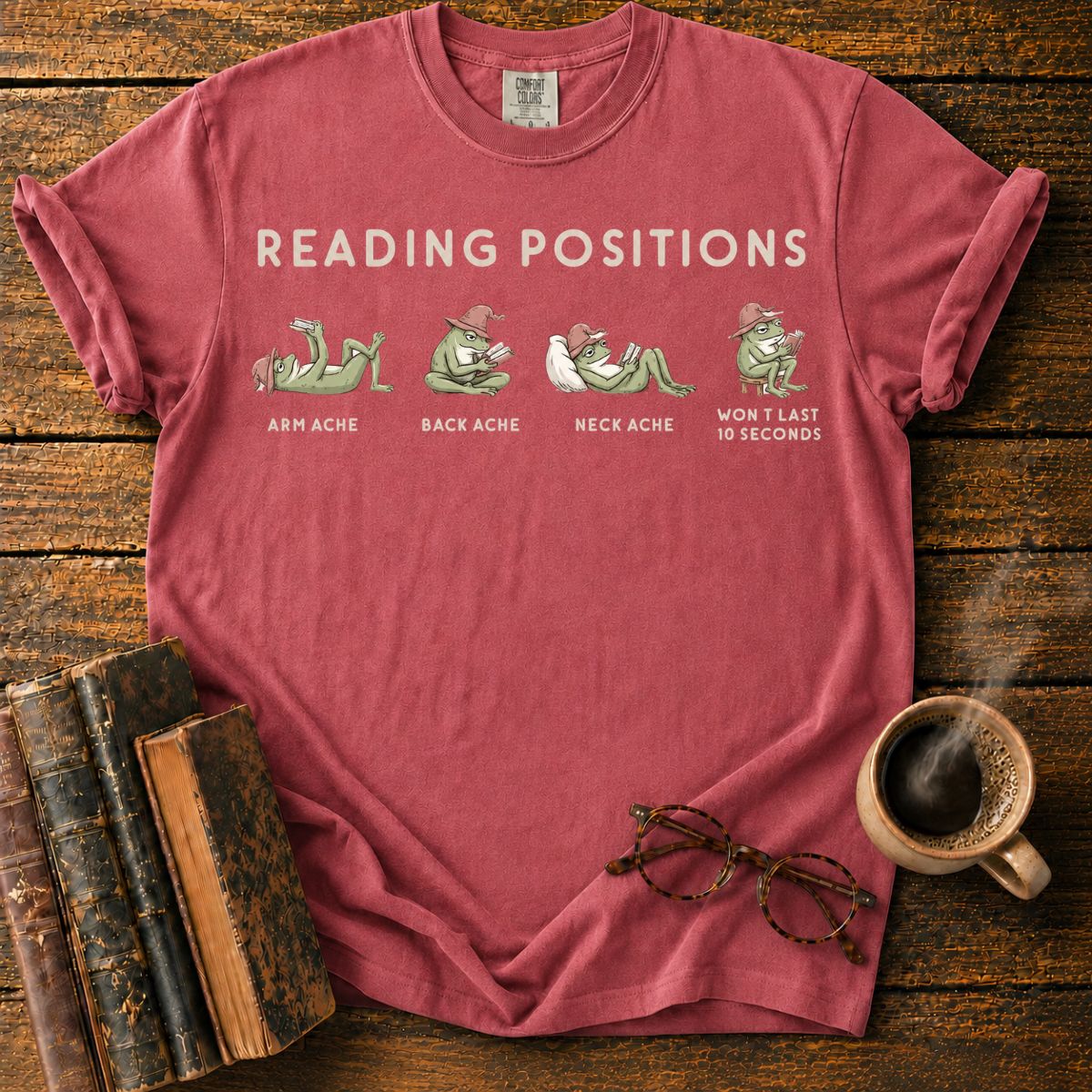 Frog Reading Positions Infographic T-Shirt