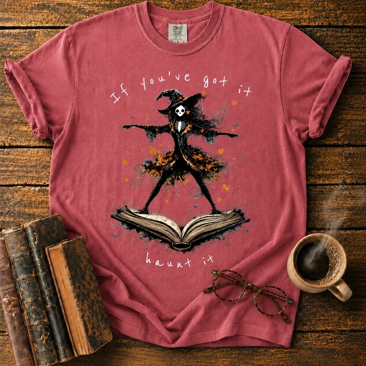 Haunted Witch on an Open Book T-Shirt