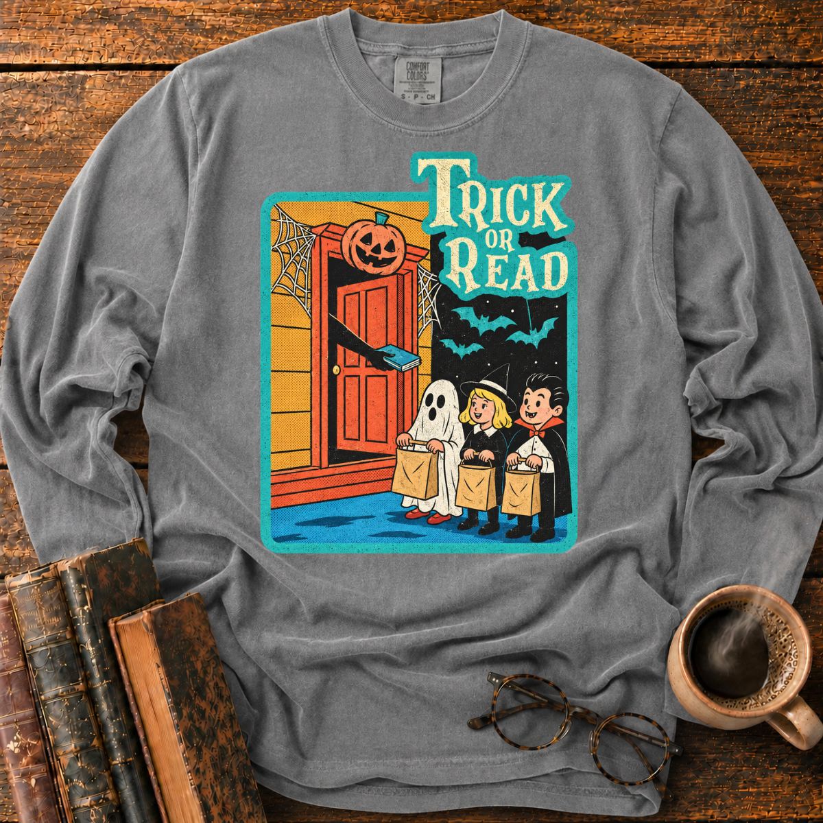 Retro Trick Or Read Halloween LS T-Shirt