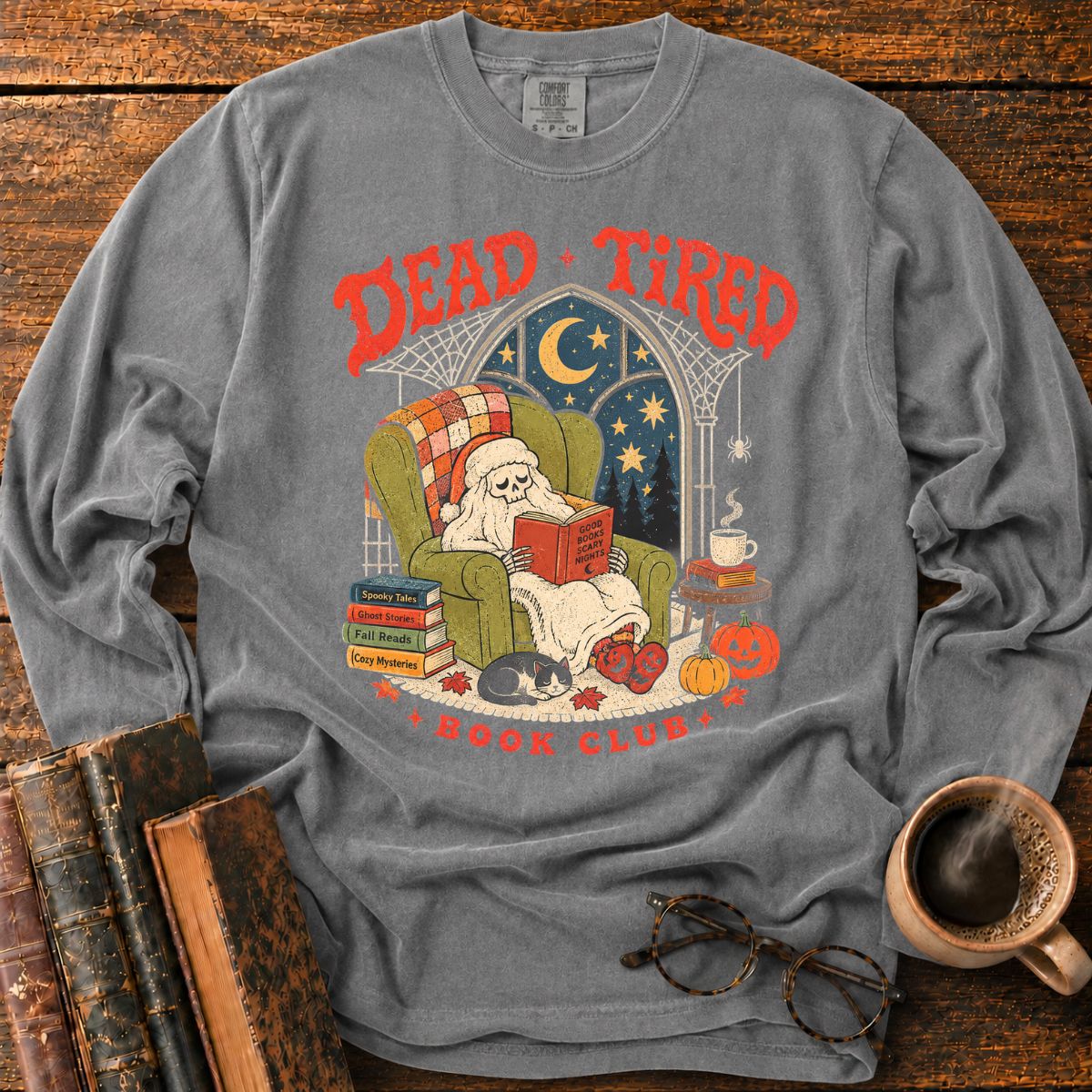 Dead Tired Book Club Skeleton LS T-Shirt