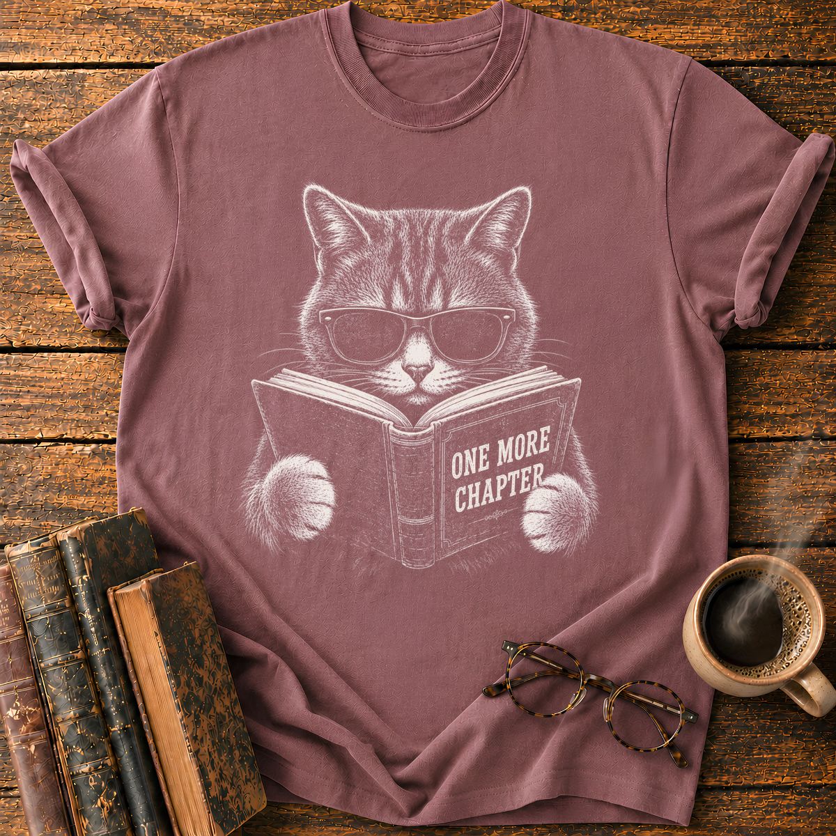 Cool Cat Reading One More Chapter T-Shirt