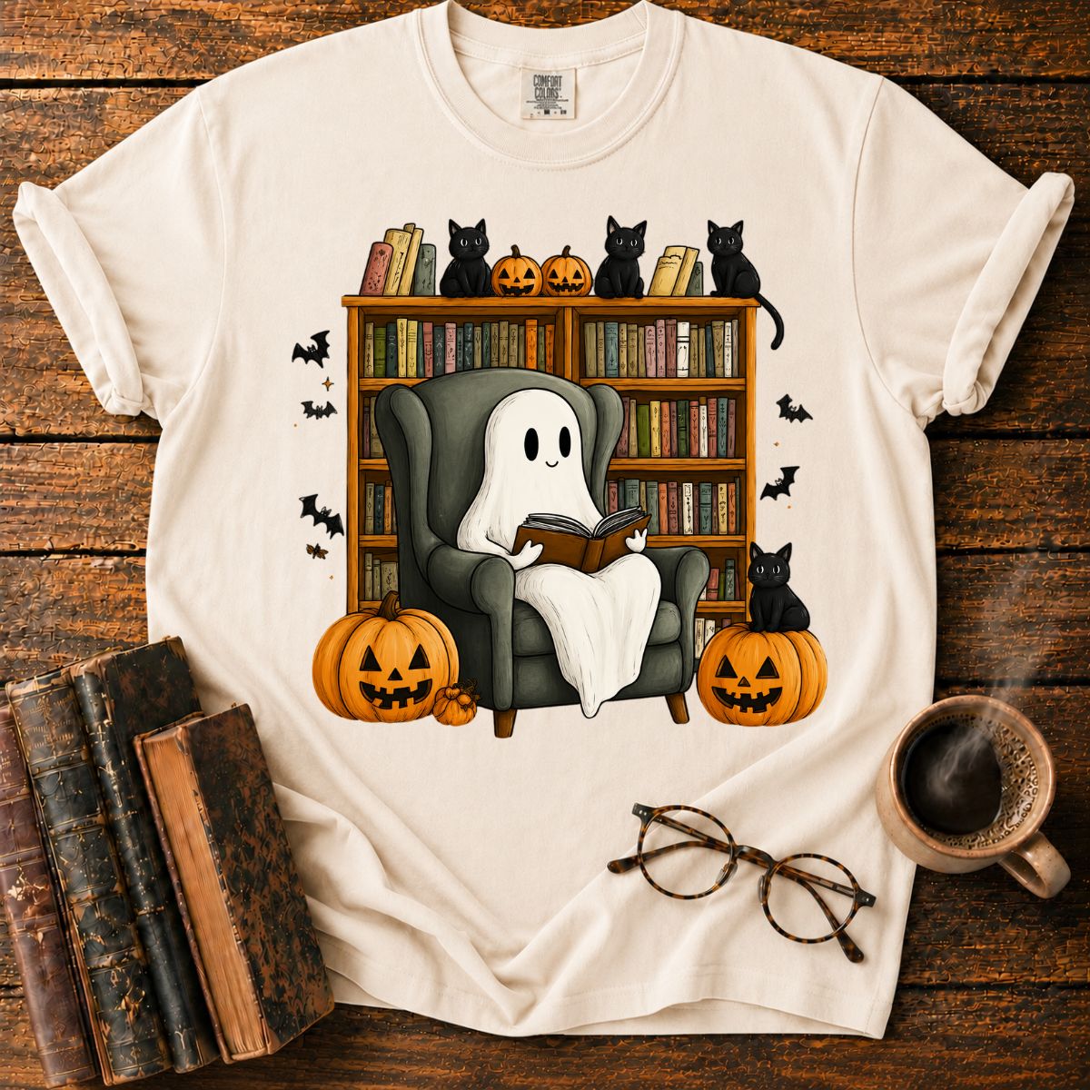 Reading Ghost Library Halloween T-Shirt