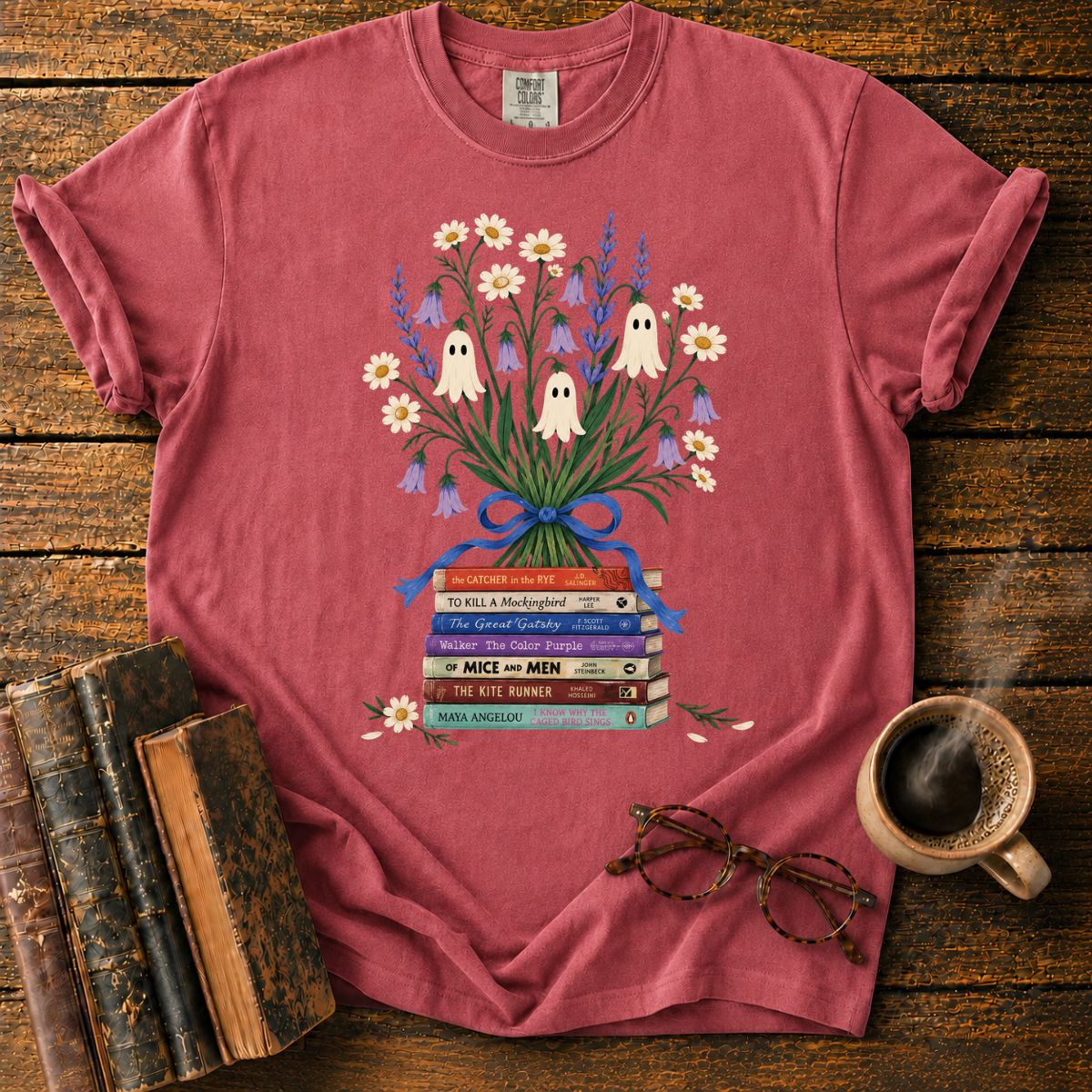 Ghost Flower Book Bouquet T-Shirt