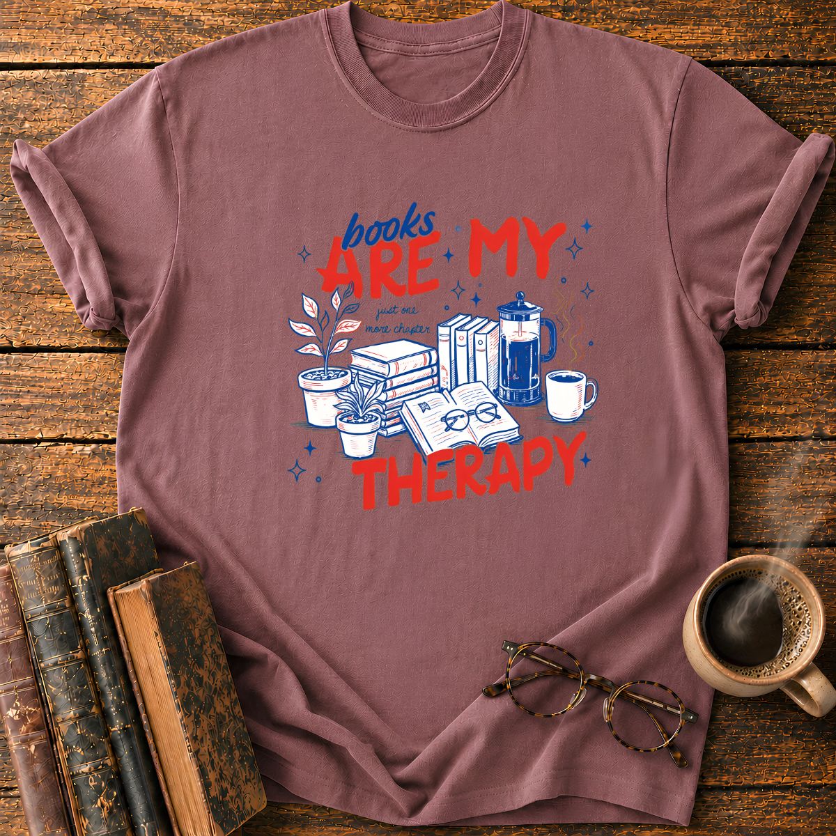 Books, Coffee and Therapy T-Shirt