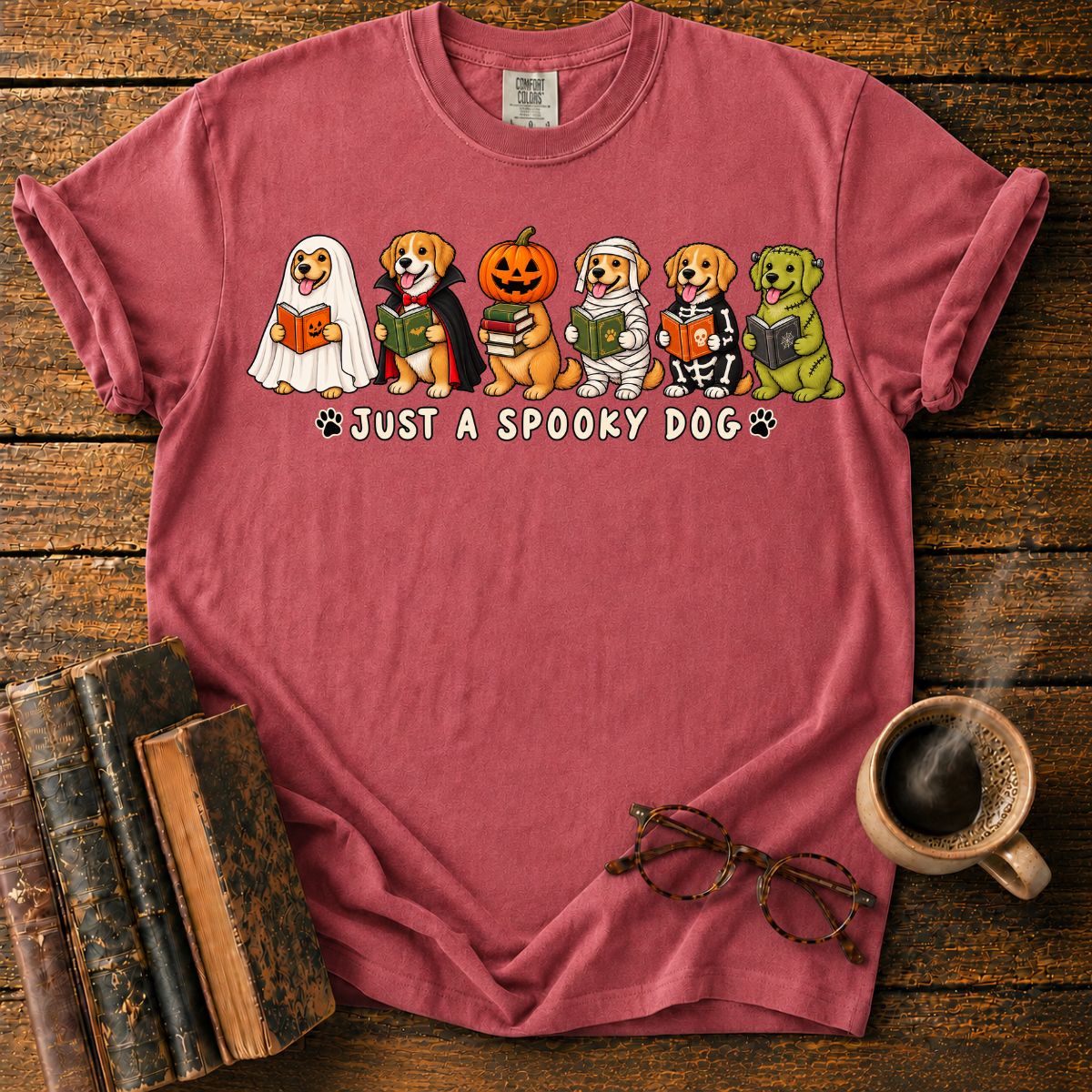 Spooky Bookish Dogs Halloween T-Shirt