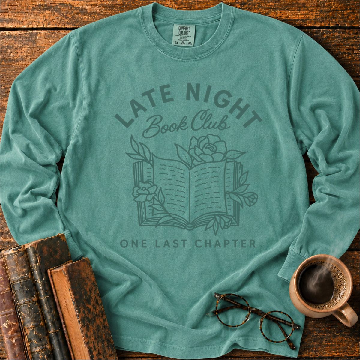 Late Night Book Club Floral LS T-Shirt