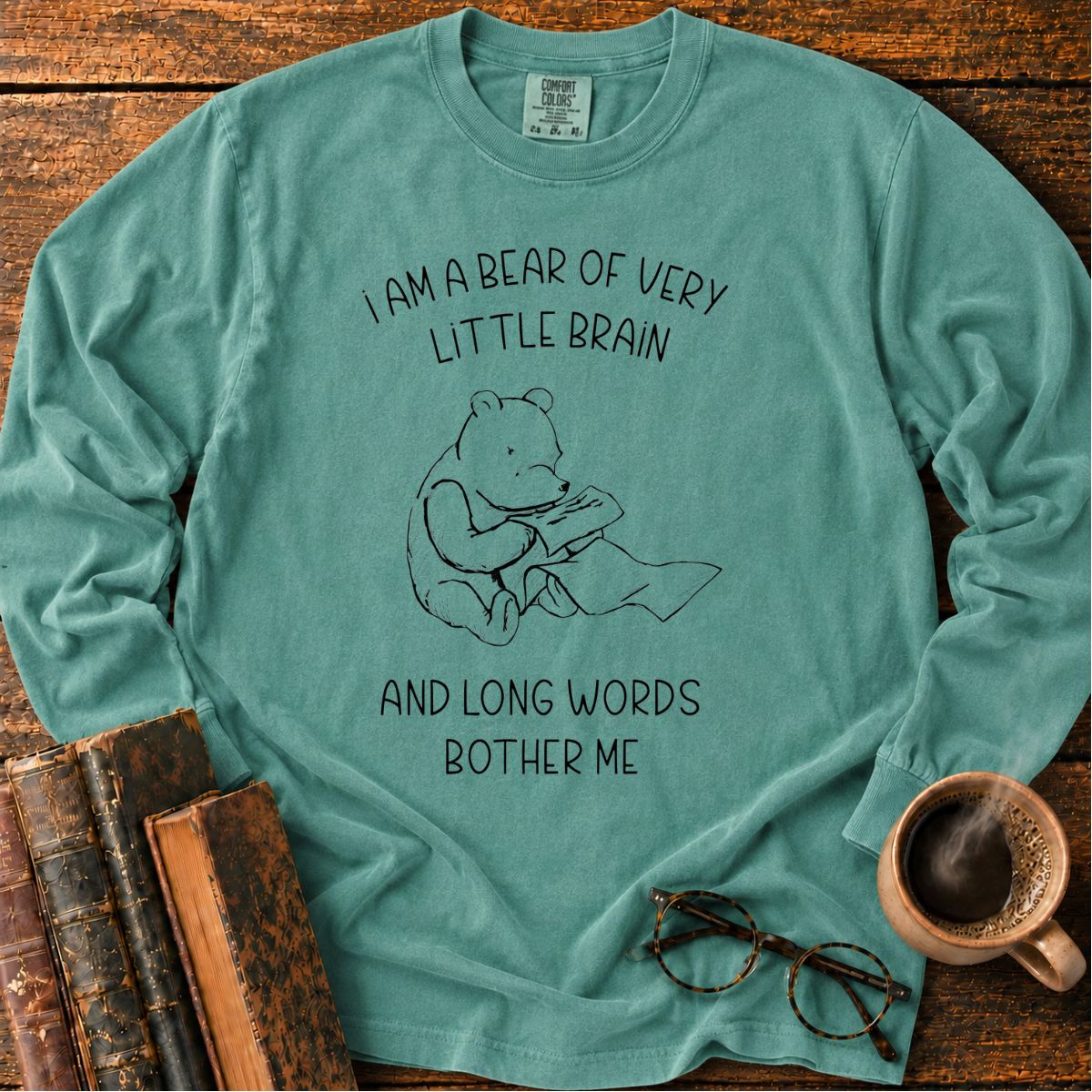 Bear Of Little Brain Sketch LS T-Shirt