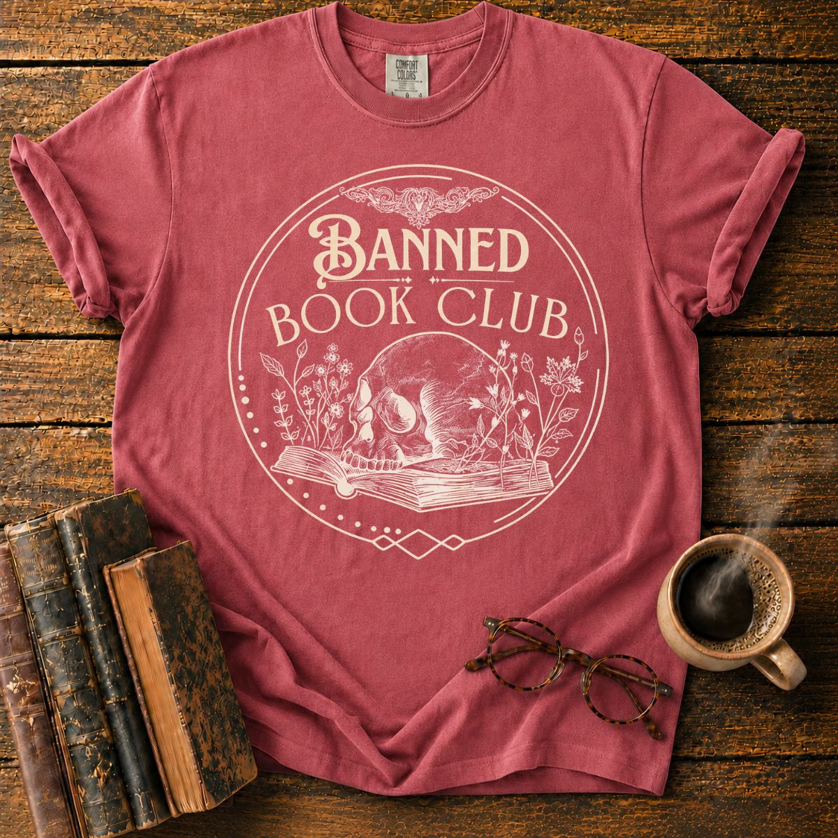 Banned Book Club Skull Emblem T-Shirt