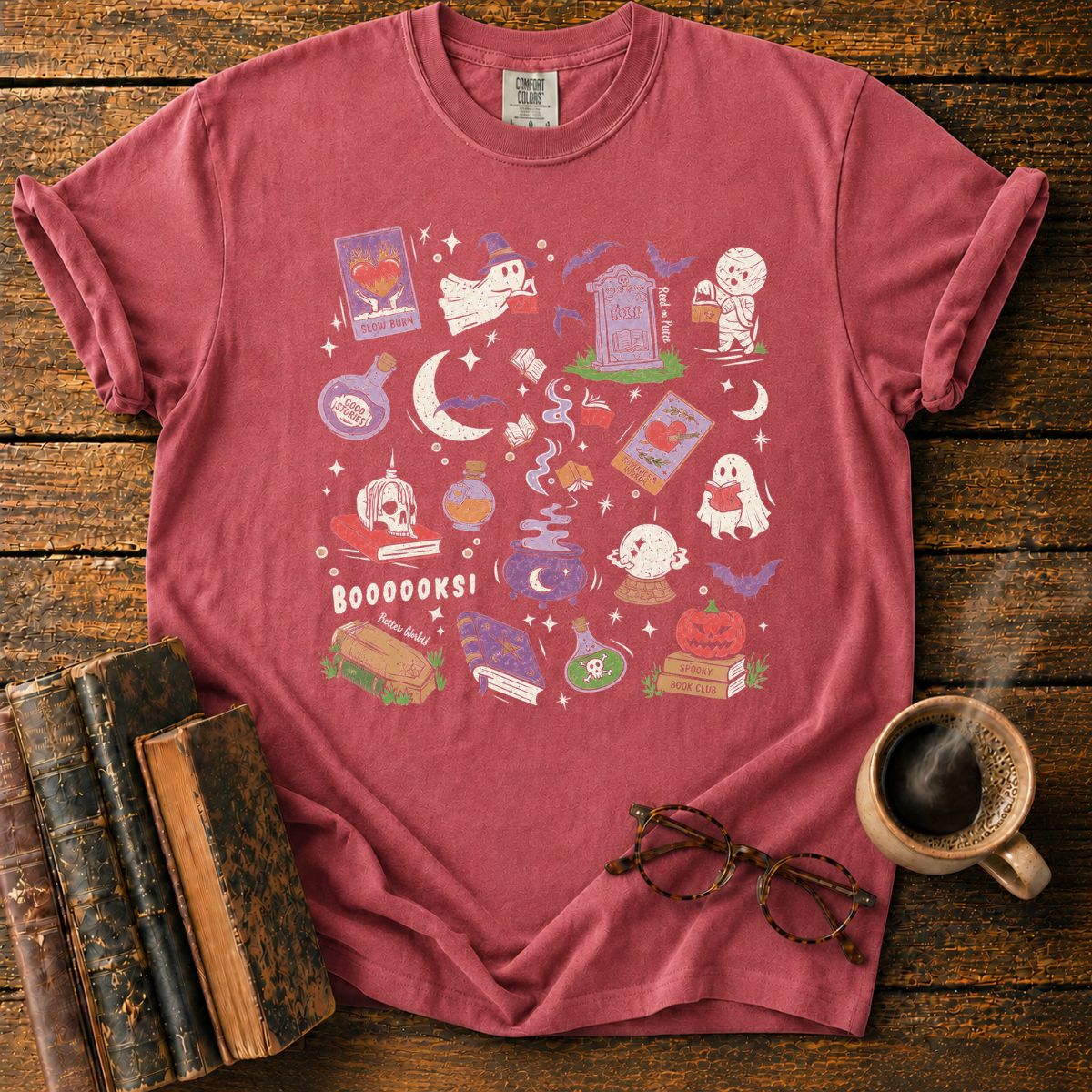 Spooky Bookish Halloween Doodle T-Shirt