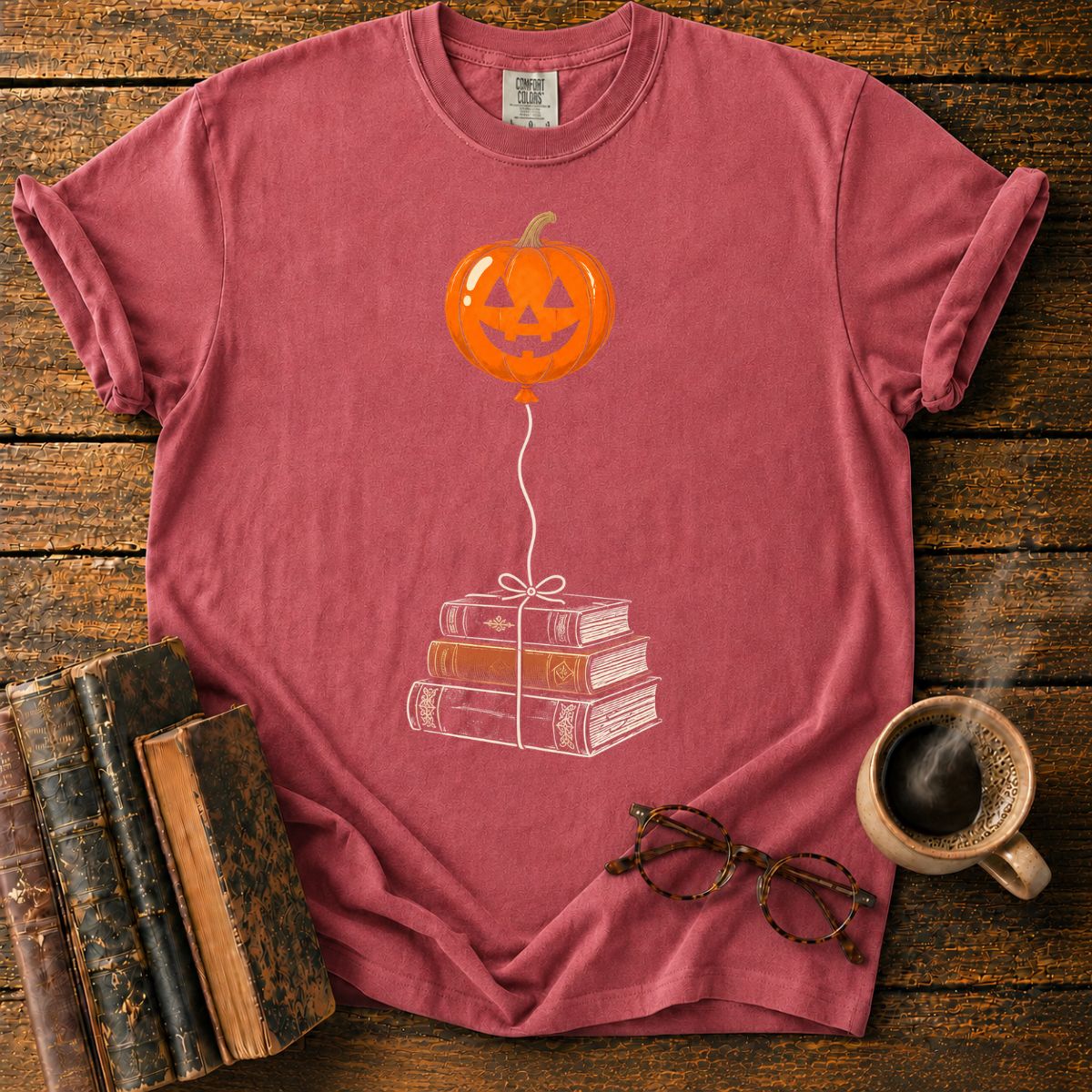 Balloon Over Vintage Books T-Shirt