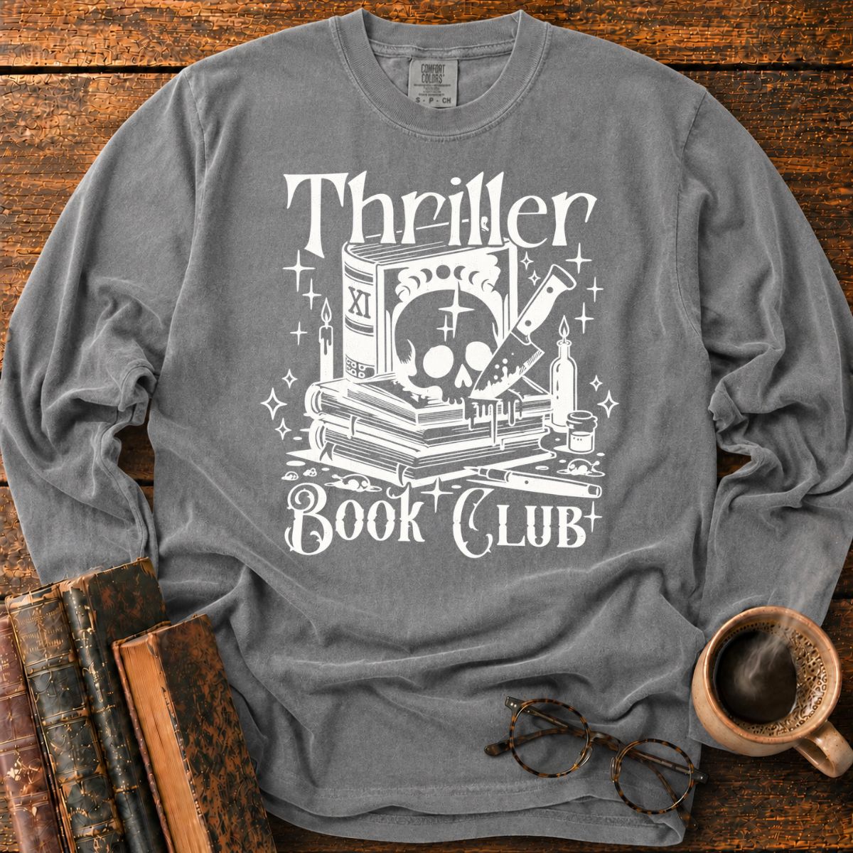 Thriller Book Club Skull Knife LS T-Shirt