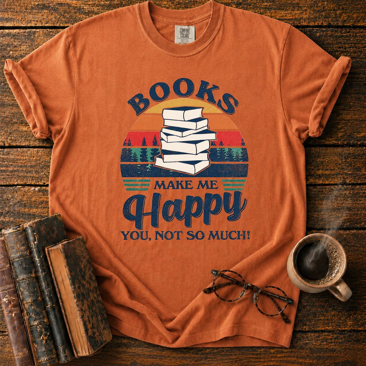 Retro Books Make Me Happy T-Shirt