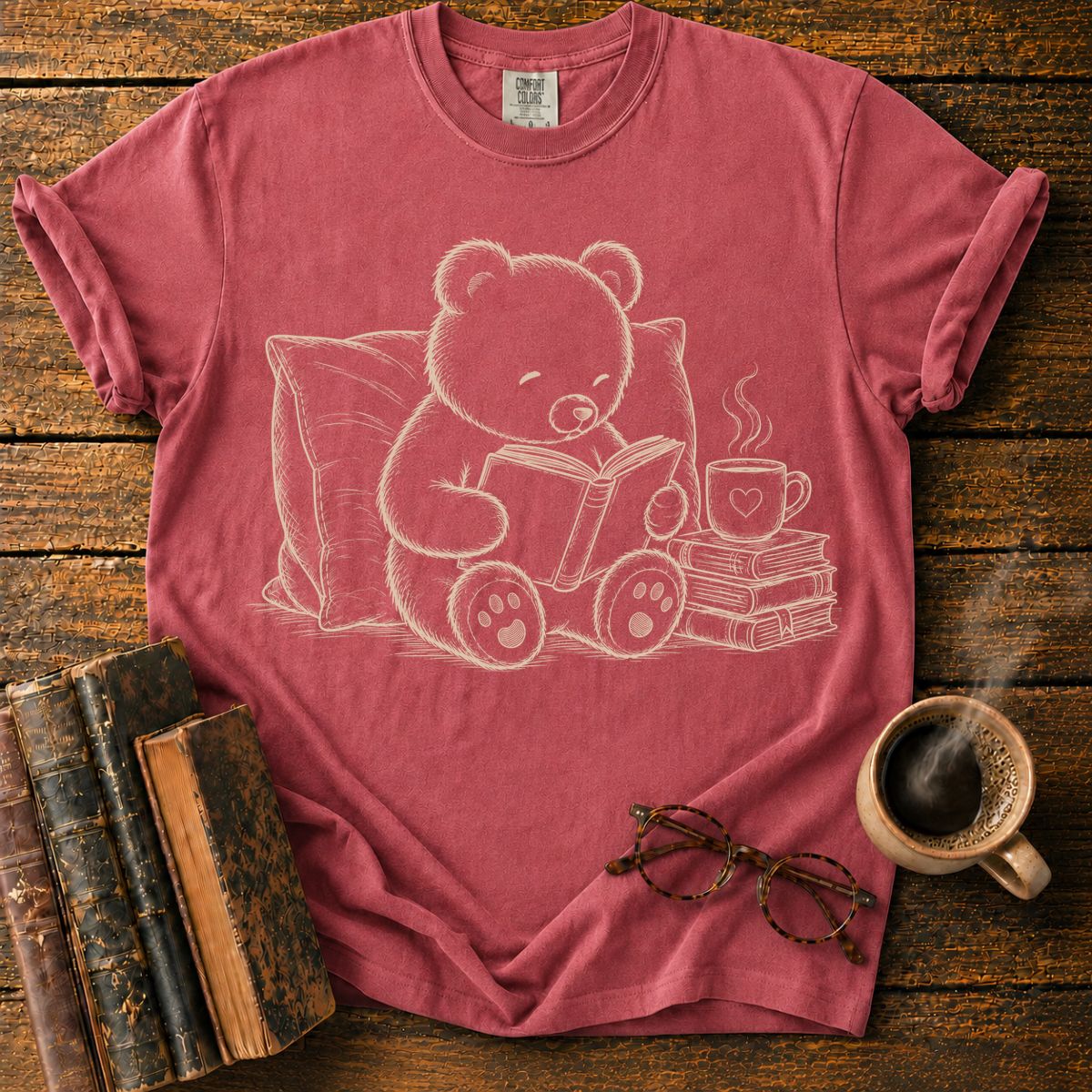 Teddy Bear Reading Book T-Shirt