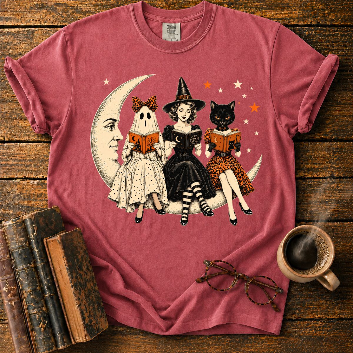 Vintage Halloween Moonlit Readers T-Shirt