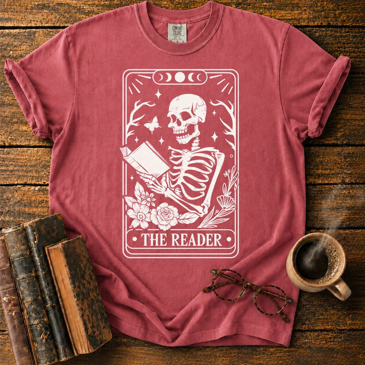 The Reader Tarot Skeleton T-Shirt