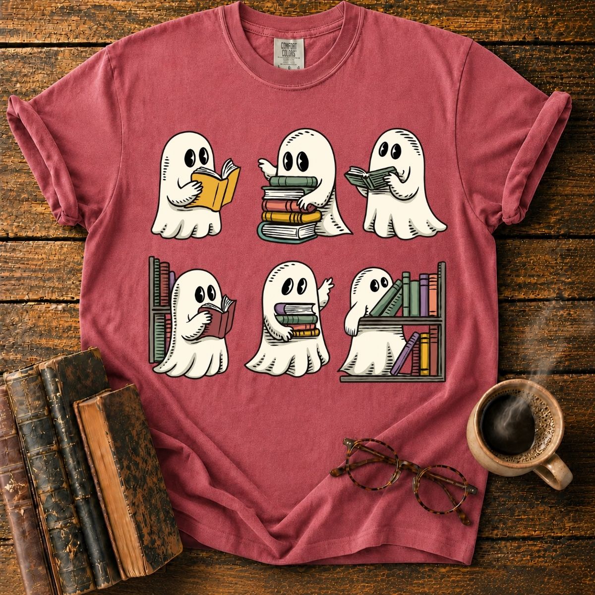 Cute Ghost Library Sticker Set T-Shirt