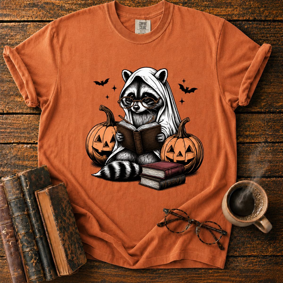 Raccoon’s Halloween Reading T-Shirt