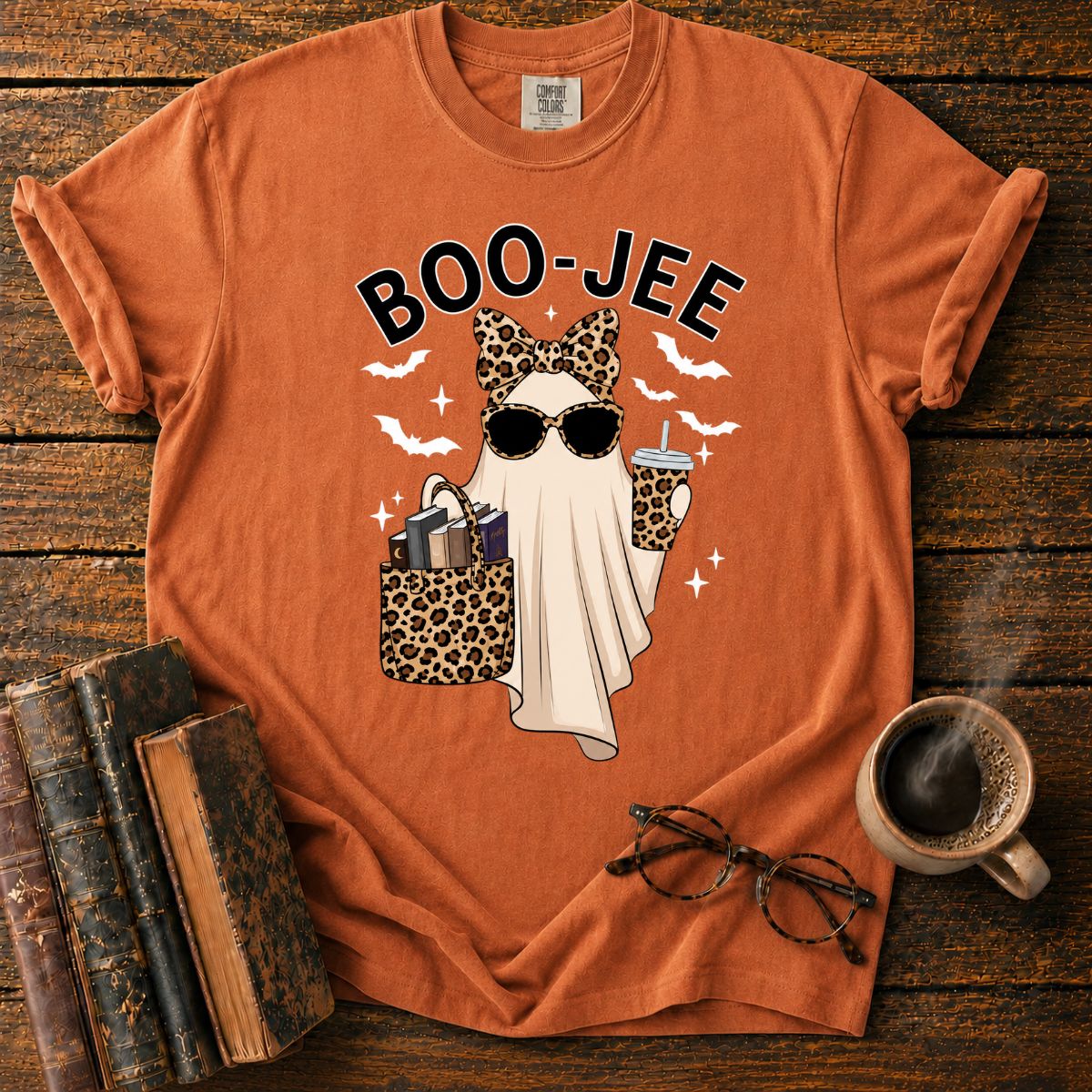Boo-Jee Leopard Ghost Halloween T-Shirt