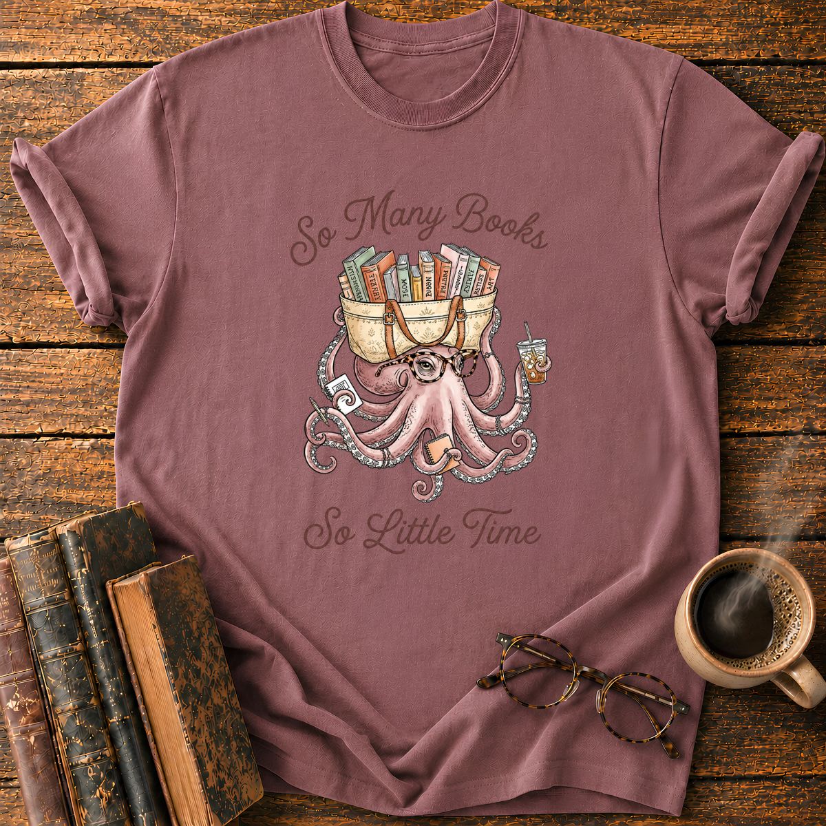 Octopus Many Books T-Shirt
