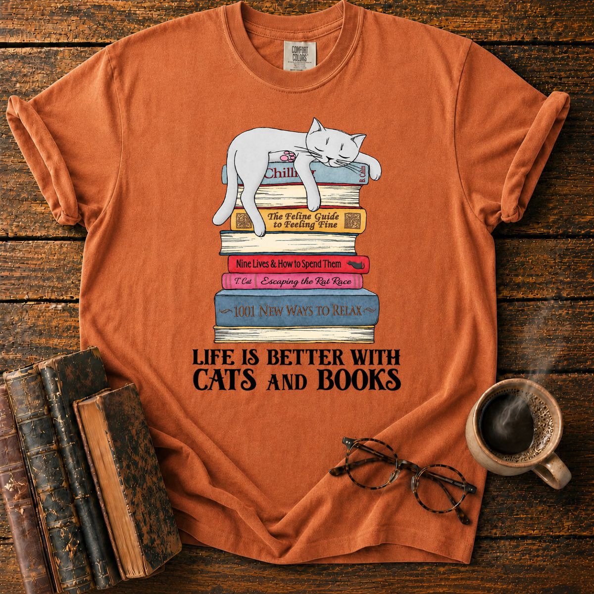 Life Is Better With Cats And Books T-Shirt