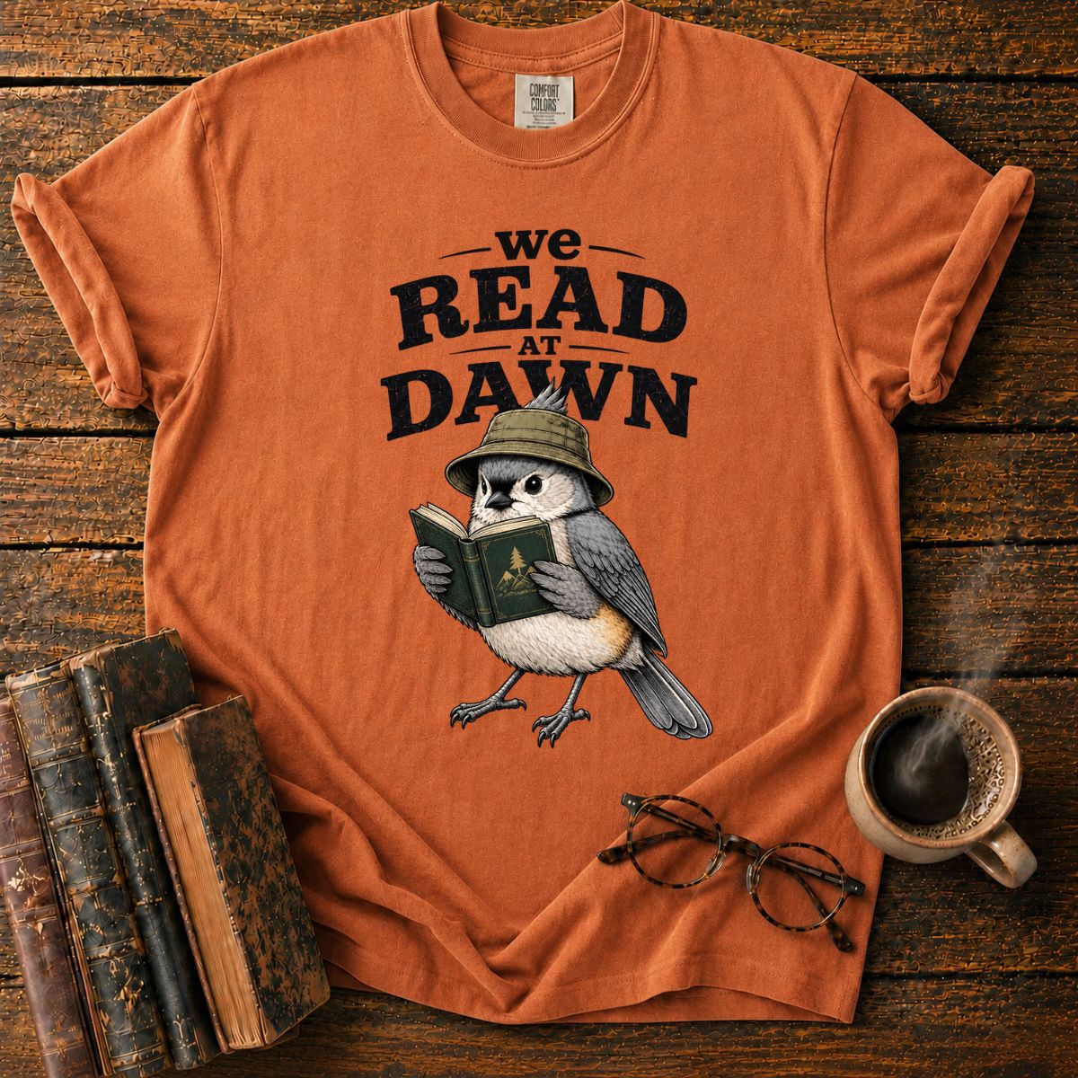 Vintage Bird Reading at Dawn T-Shirt