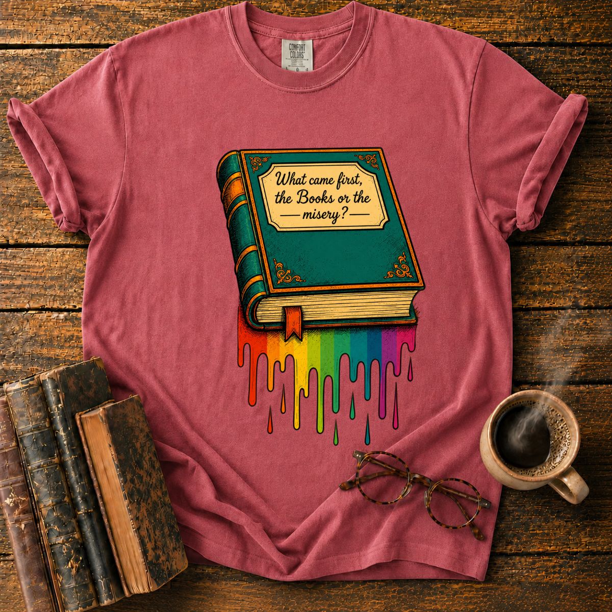 Vintage Book with Rainbow Drips T-Shirt