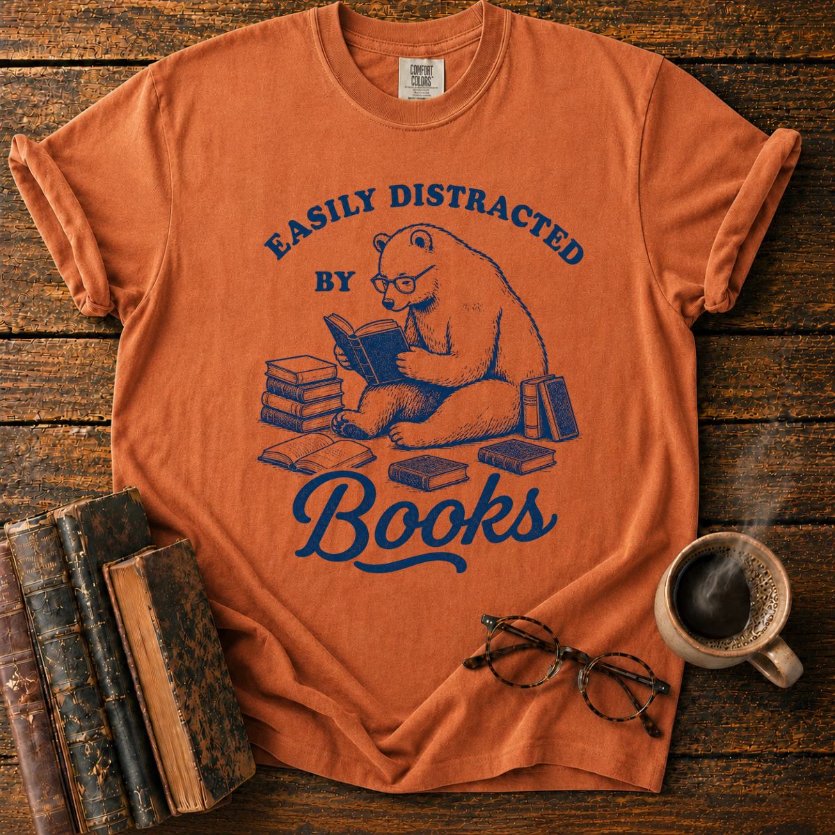 Easily Distracted by Books Bear T-Shirt