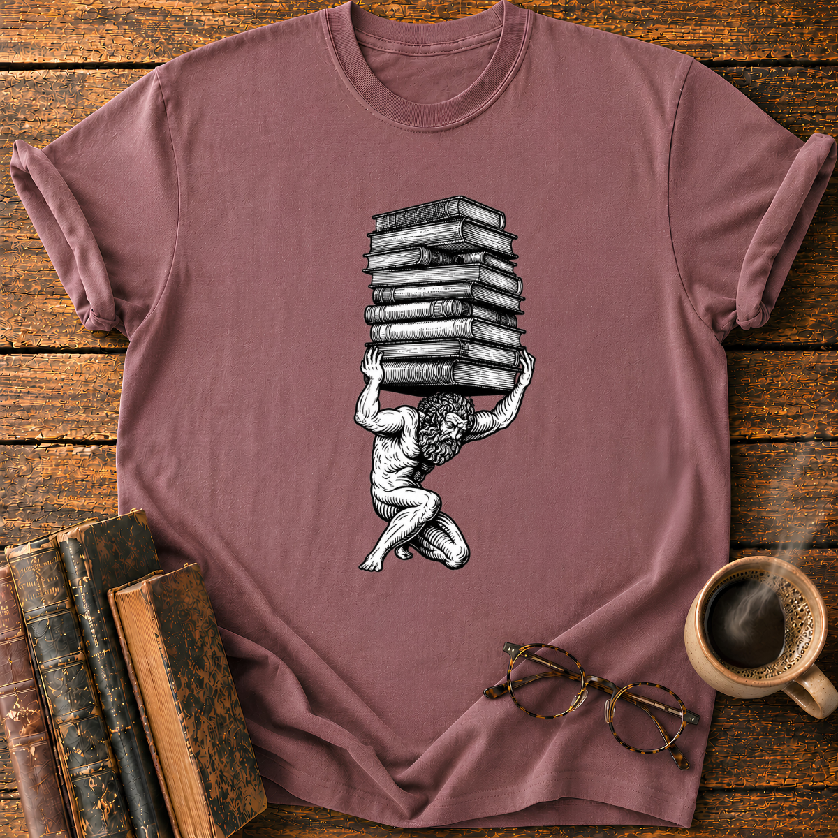 Atlas Bearing the Stack of Books T-Shirt