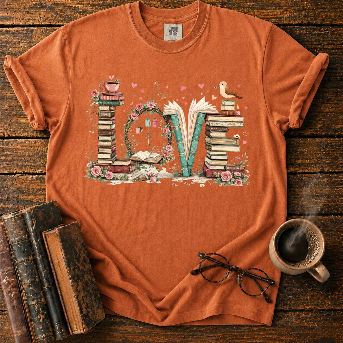 Floral Bookish LOVE Arrangement T-Shirt