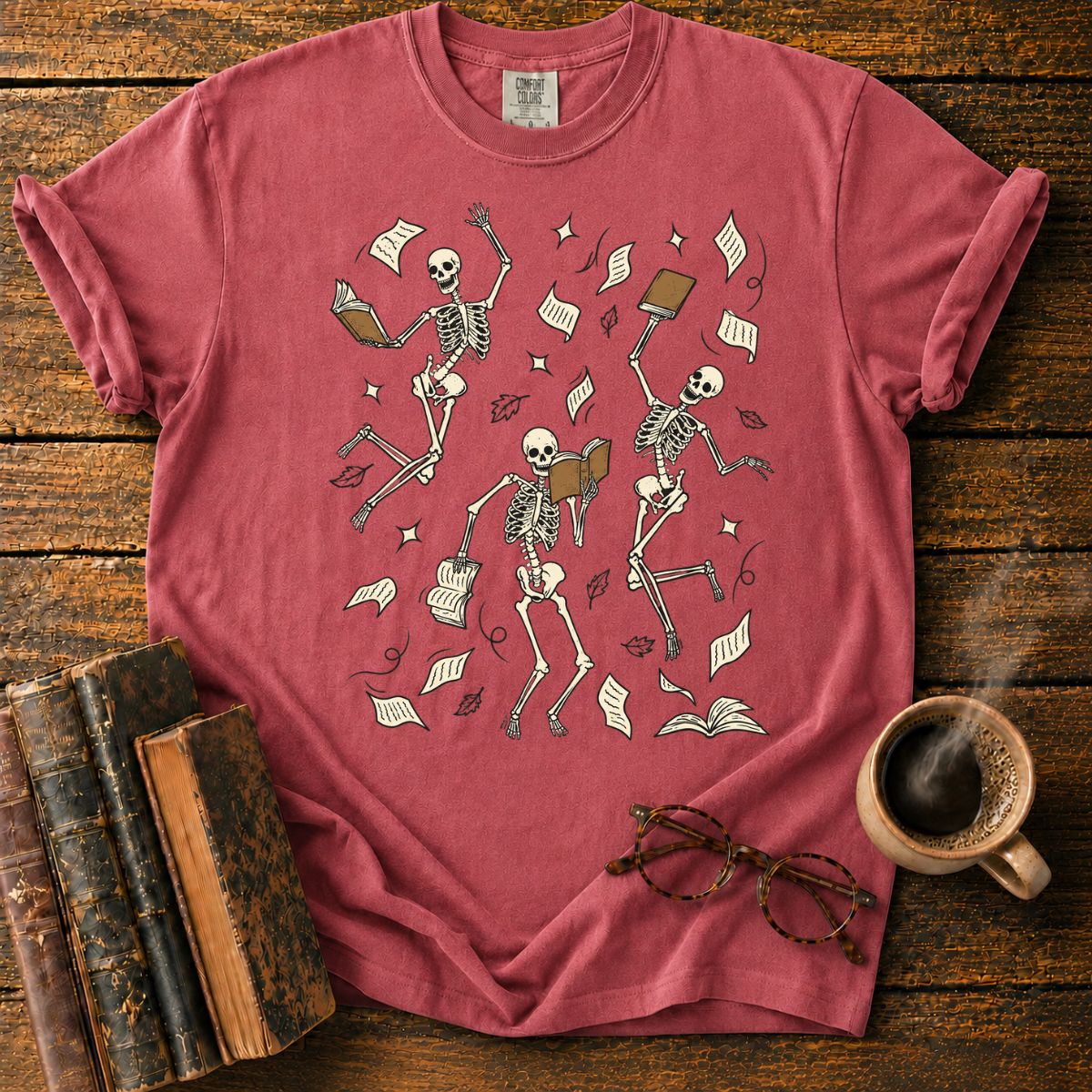 Dancing Skeletons Book Lover T-Shirt