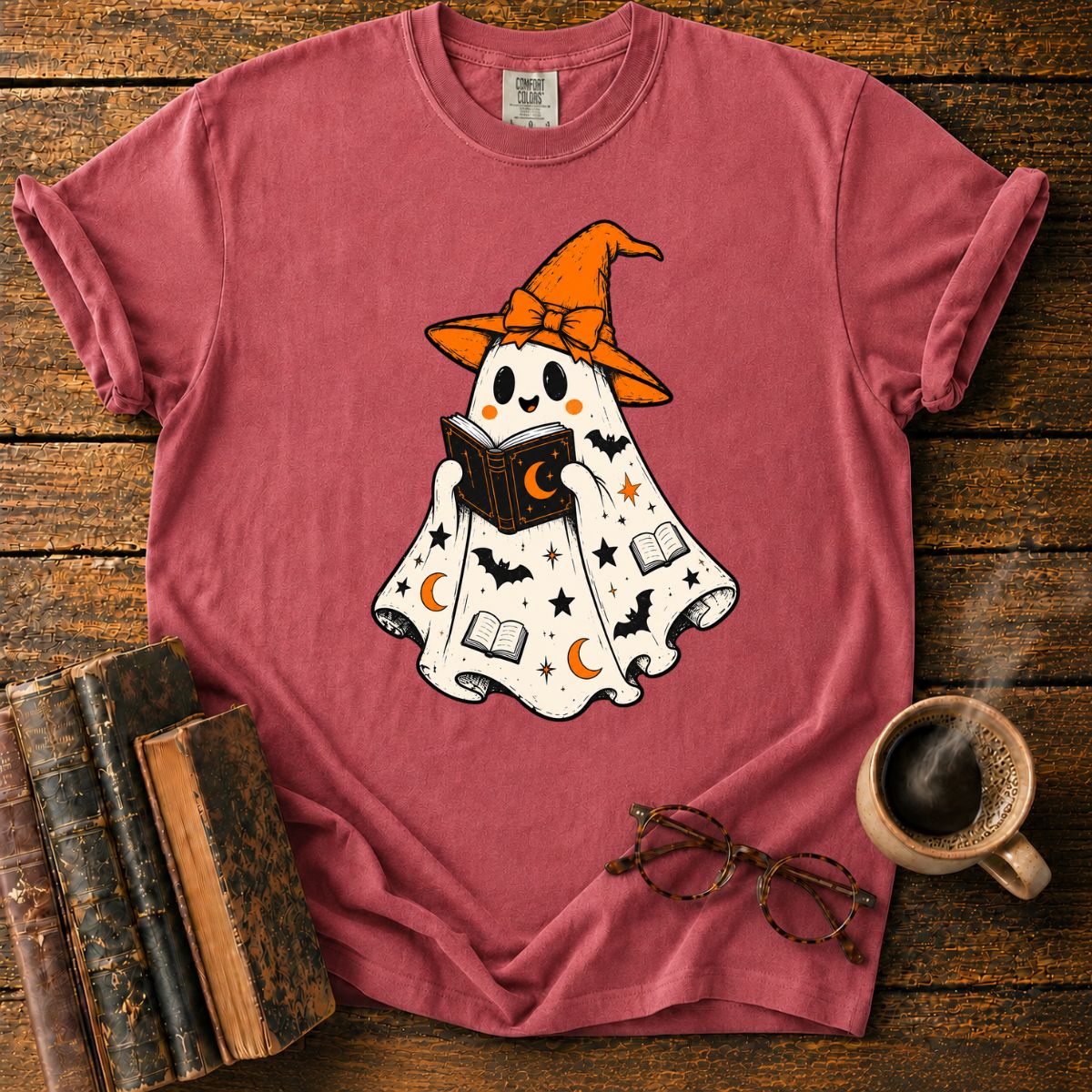 Halloween Ghost Reading Spellbook T-Shirt
