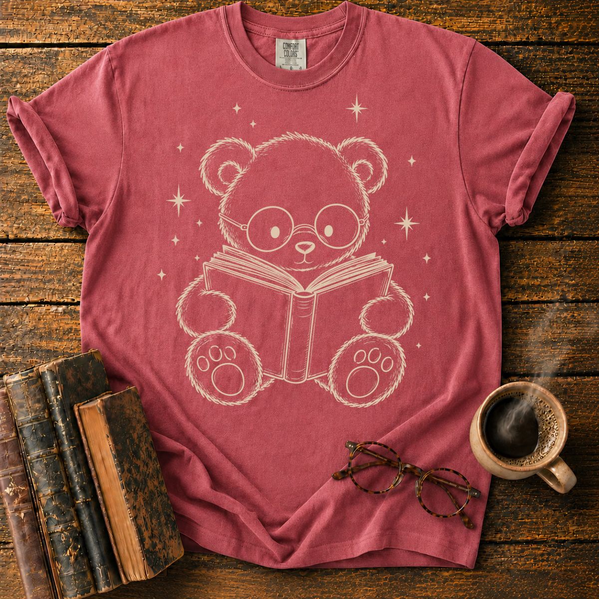 Teddy Bear Reading Under Stars T-Shirt