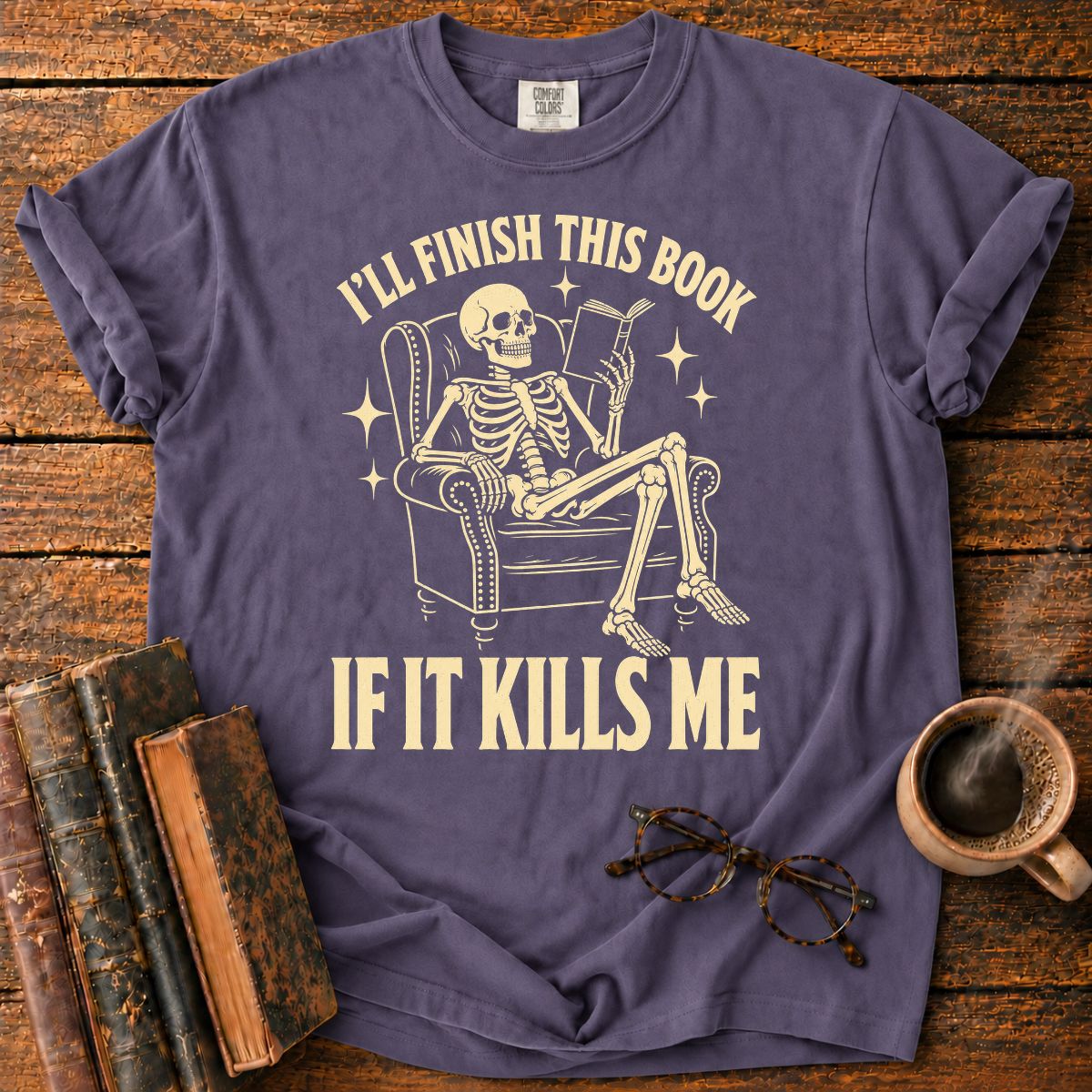 I'll Finish This Book Skeleton T-Shirt