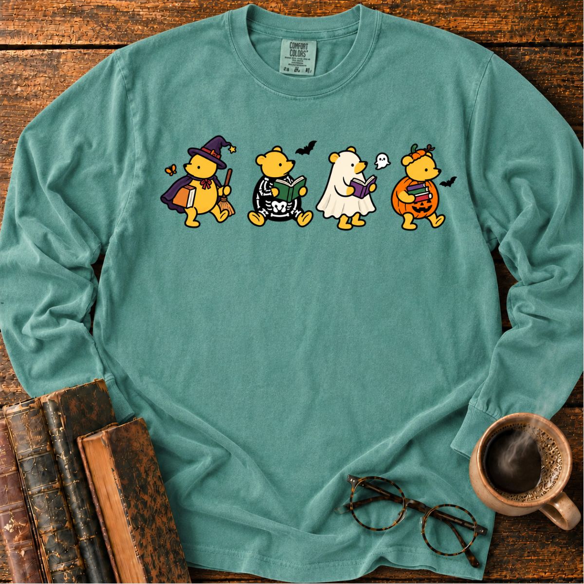 Halloween Bears Reading LS T-Shirt