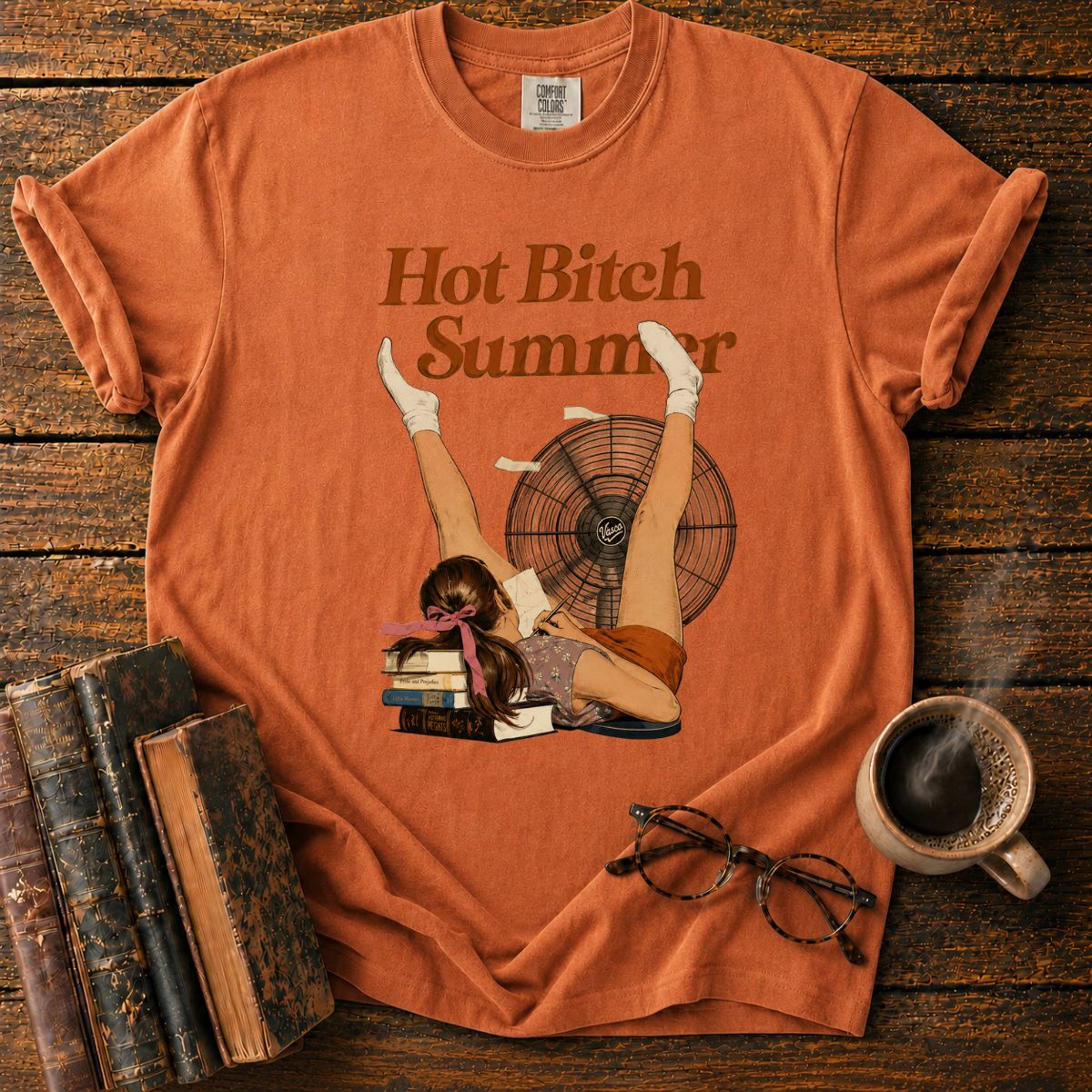 Retro Summer Reading by the Fan T-Shirt
