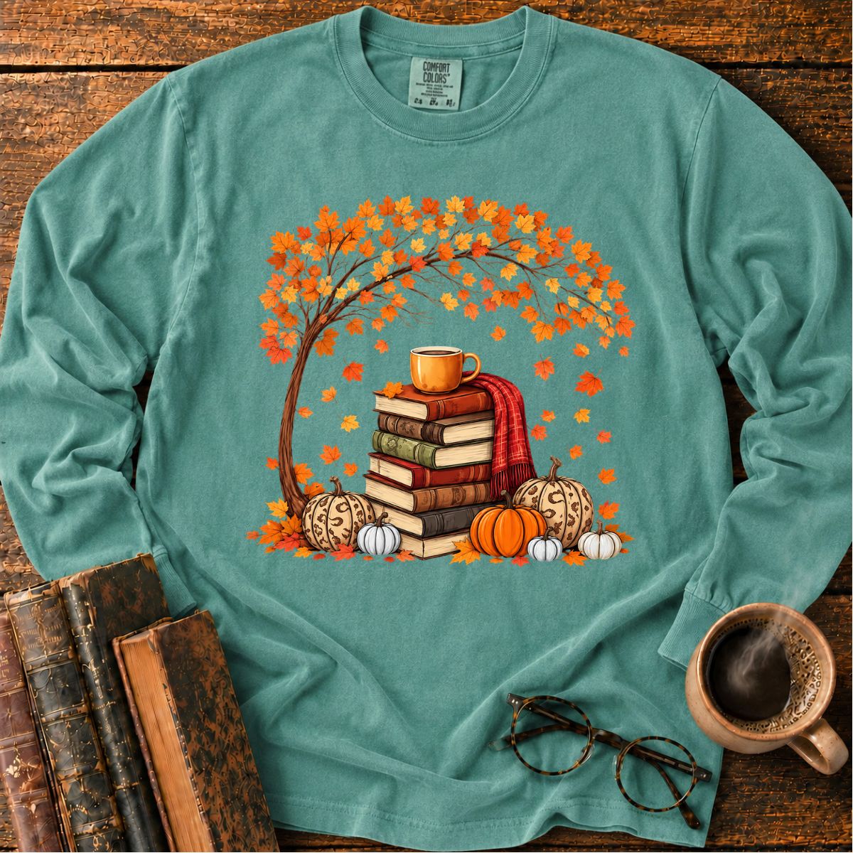 Autumn Book Stack LS T-Shirt