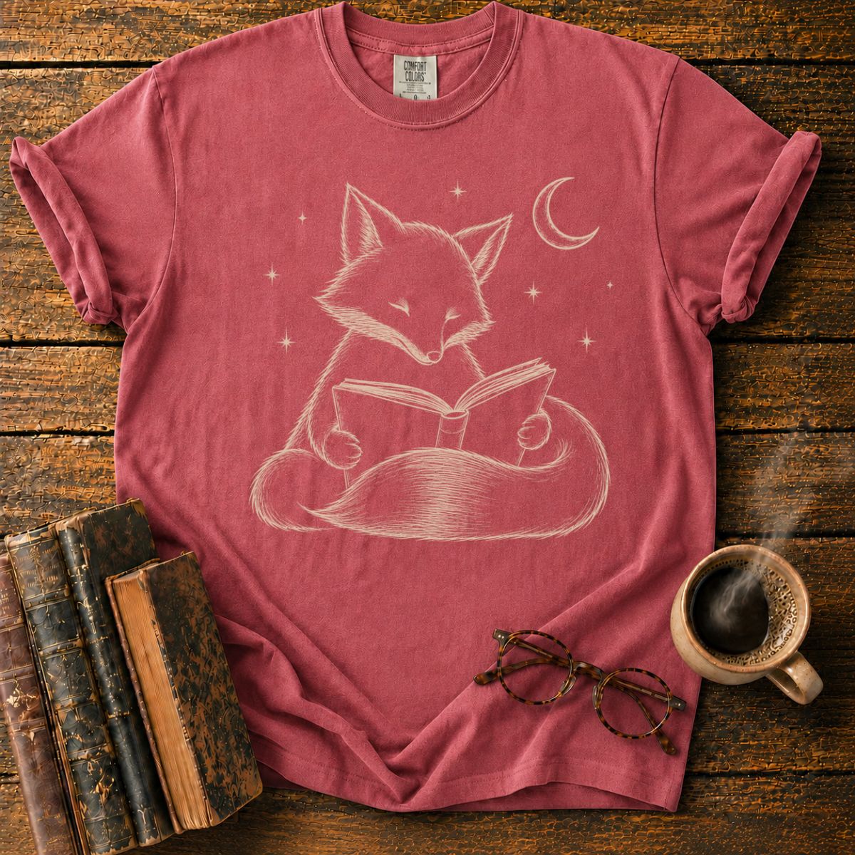 Fox Reading Under the Stars T-Shirt