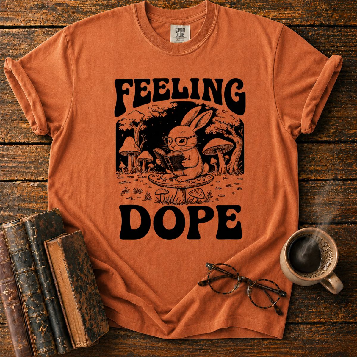 Feeling Dope_ Moonlit Rabbit Reader T-Shirt