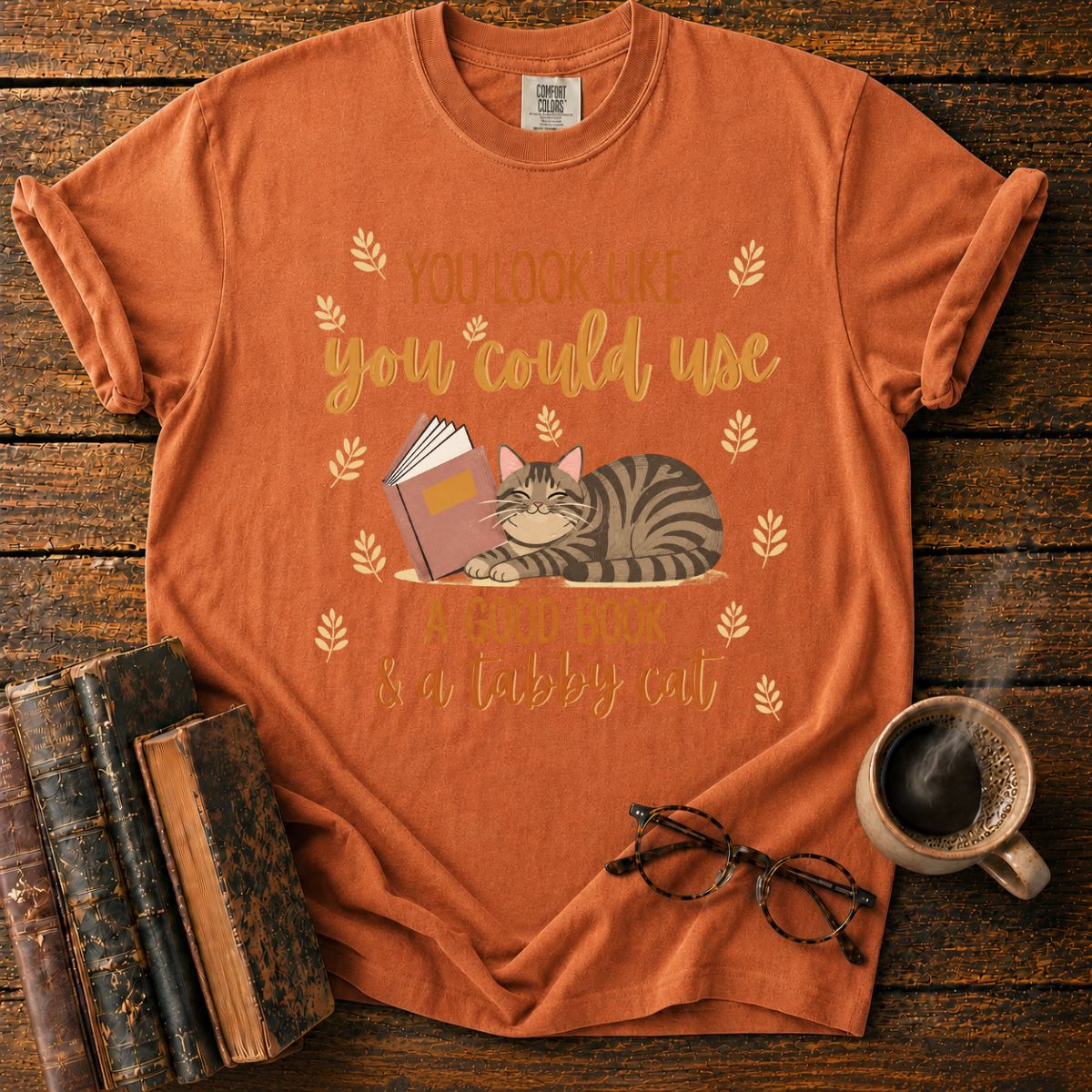 Good Book and Tabby Cat Lover T-Shirt