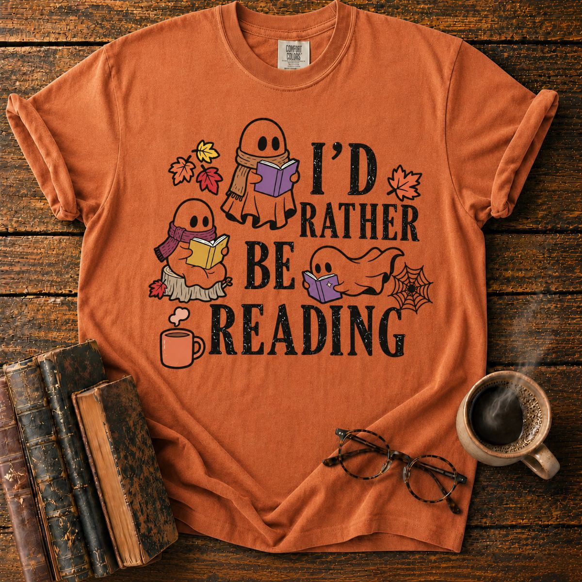 Cozy Halloween Ghosts Reading T-Shirt