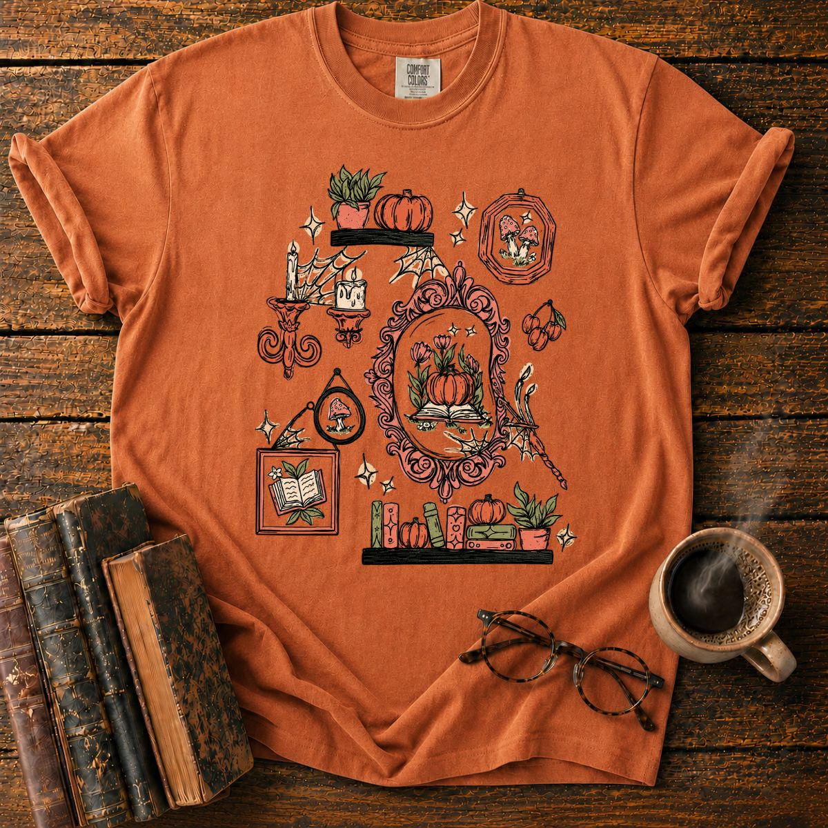 Witchy Garden Library Collage T-Shirt