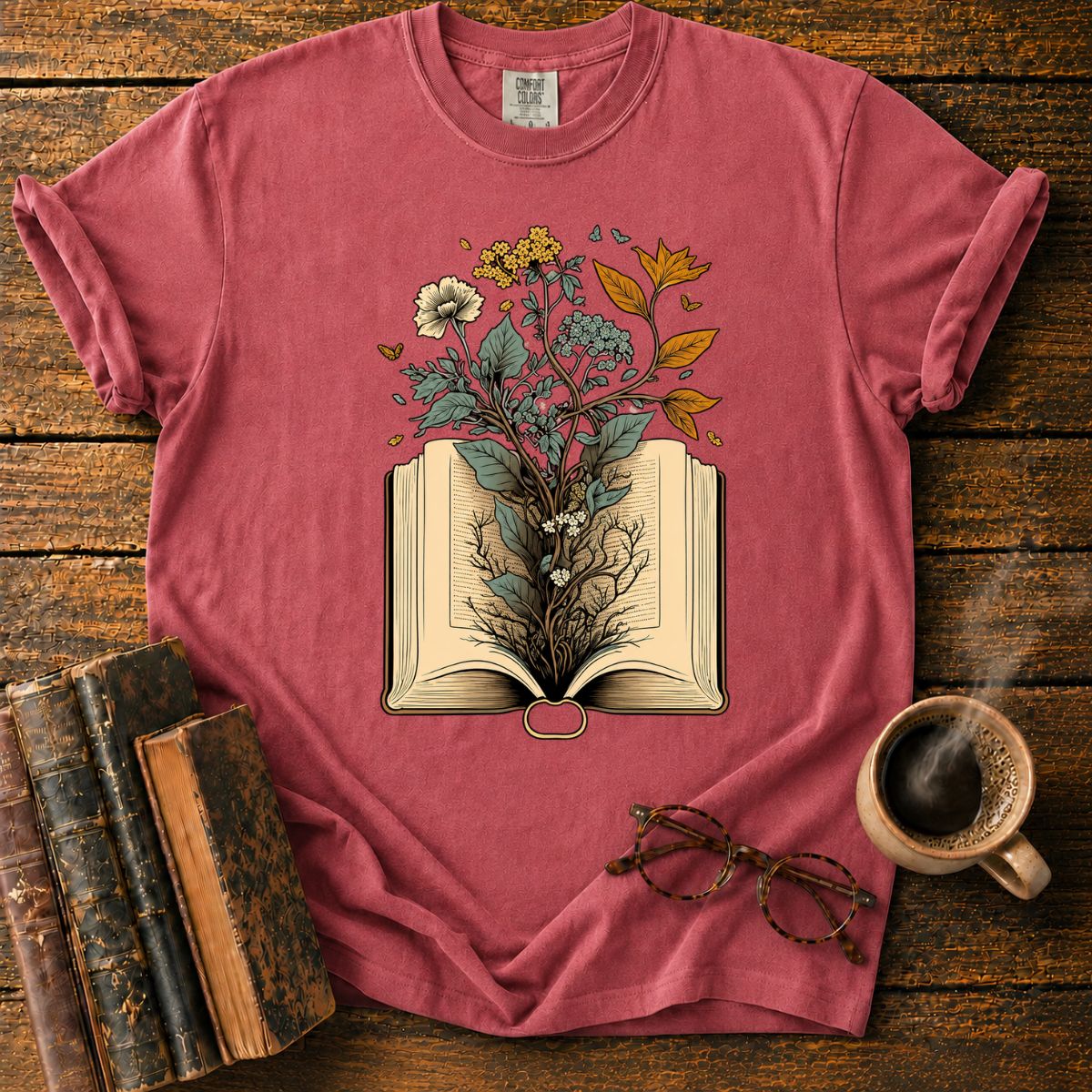 Vintage Botanical Book T-Shirt