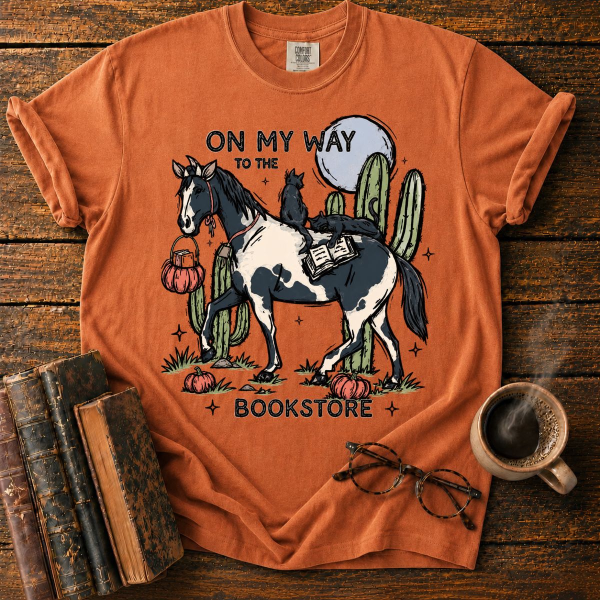 Horse/Cats To the Bookstore T-Shirt