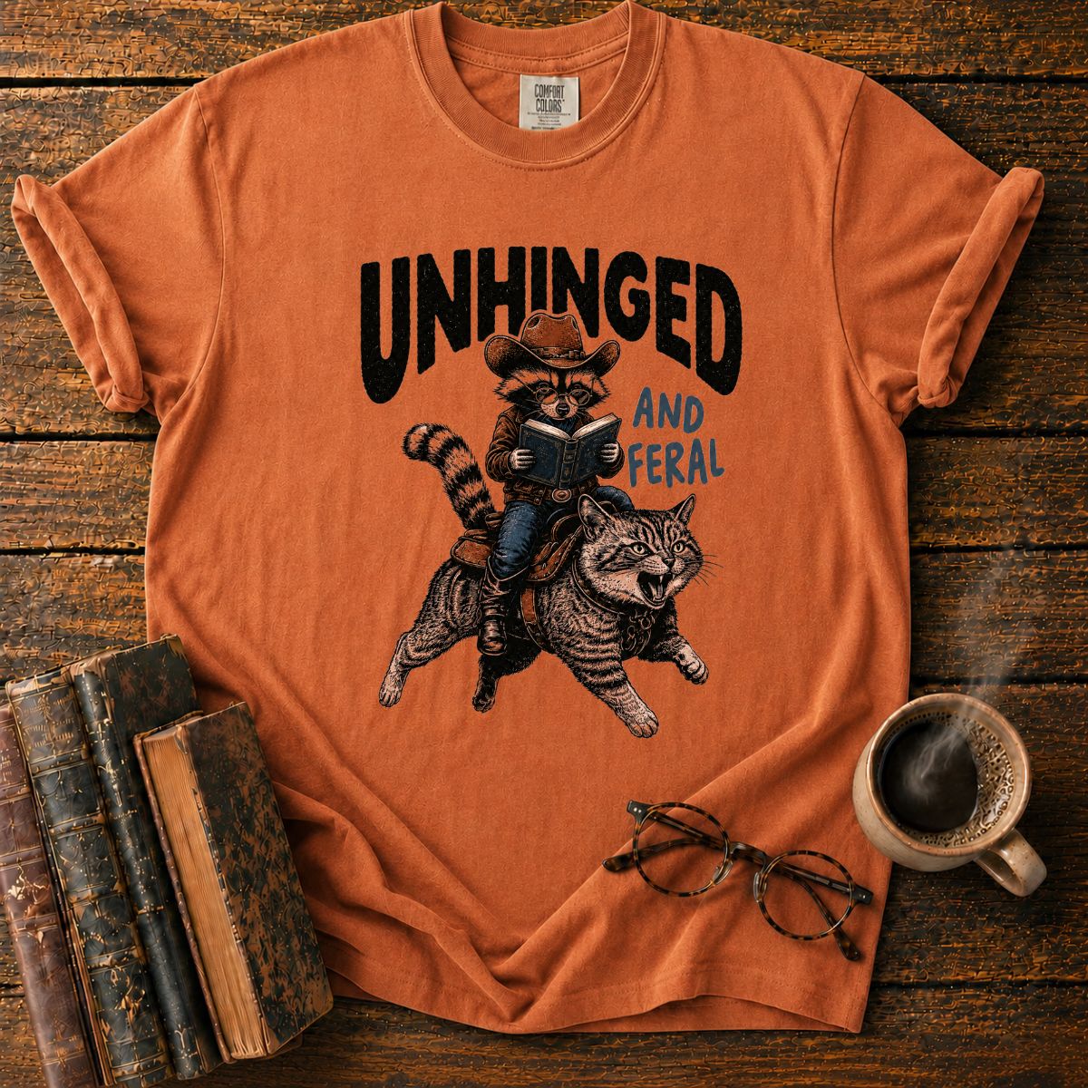 Unhinged Feral Raccoon Rider T-Shirt