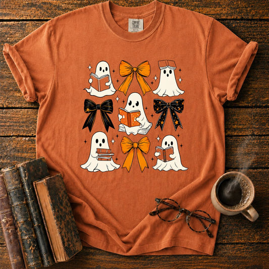Cute Halloween Ghosts and Bows Pattern T-Shirt